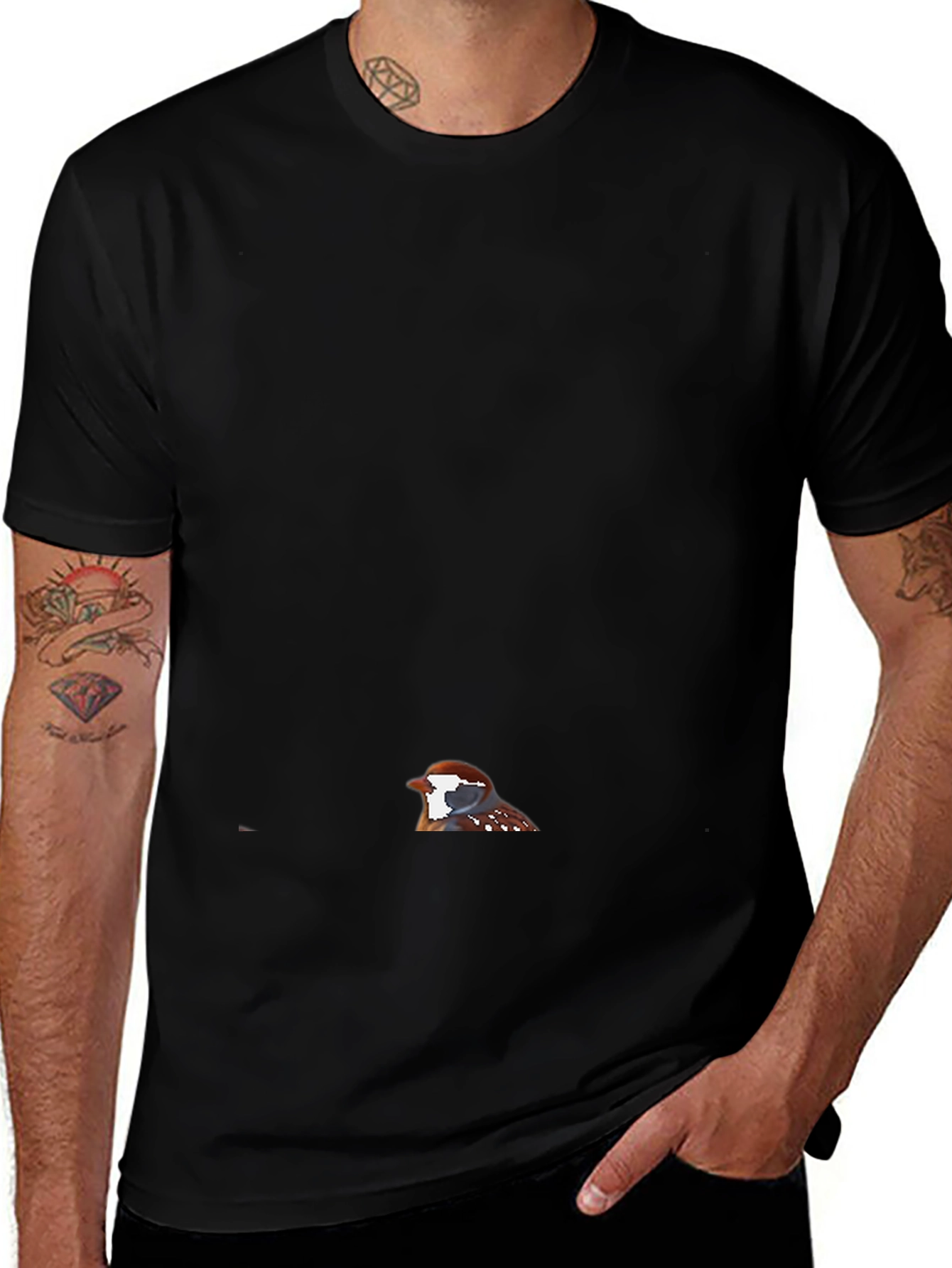 Mens Black Bird Graphic Tee