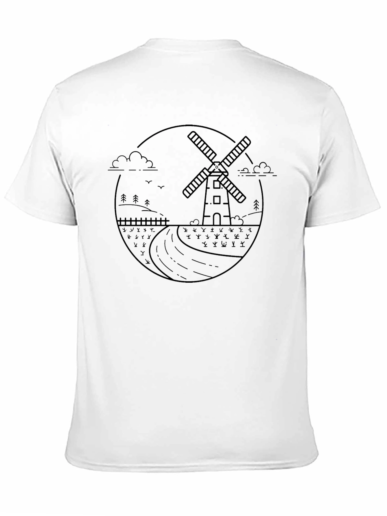Modern Windmill Graphic Tee - Black