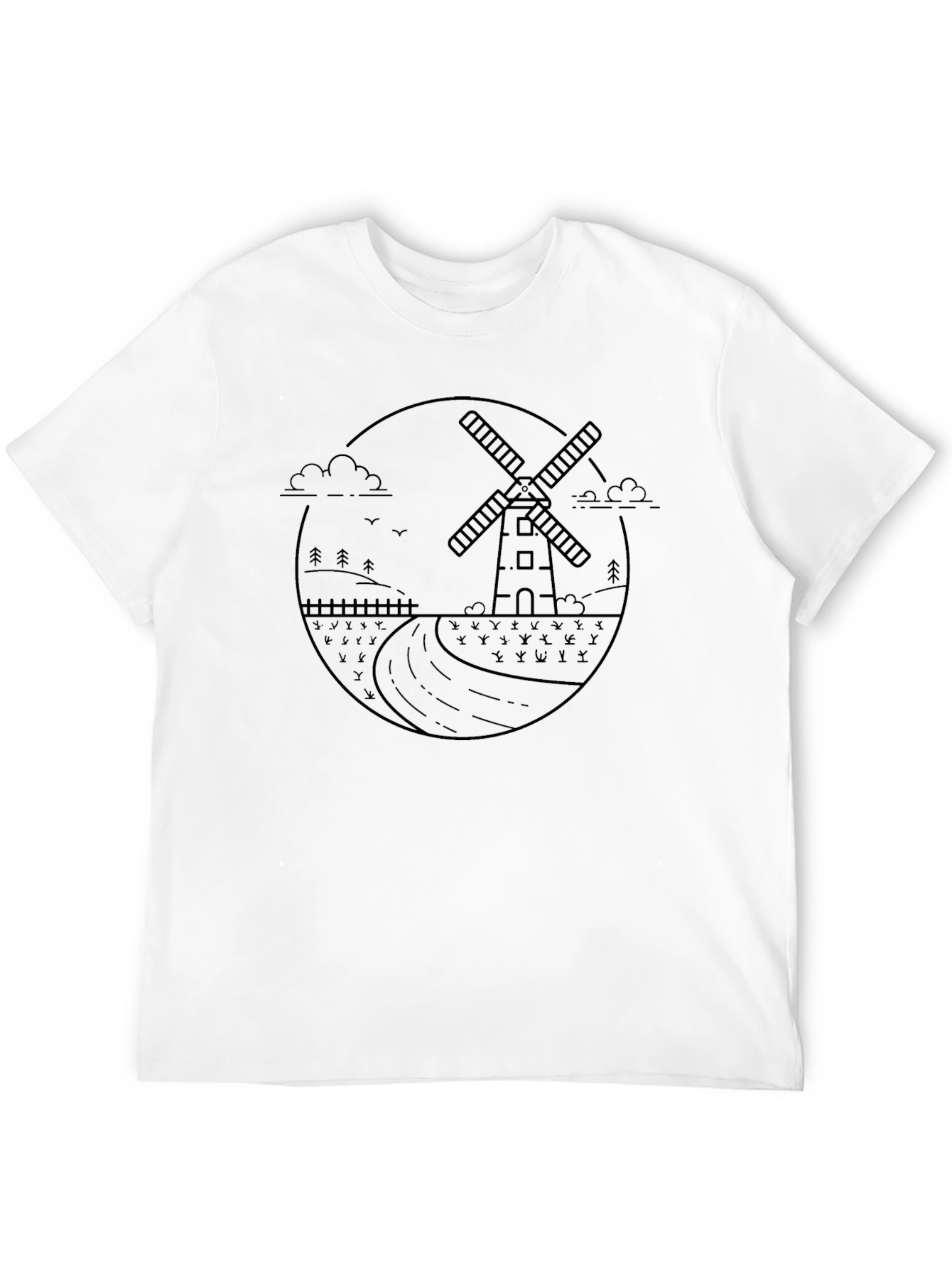 Modern Windmill Graphic Tee - Black