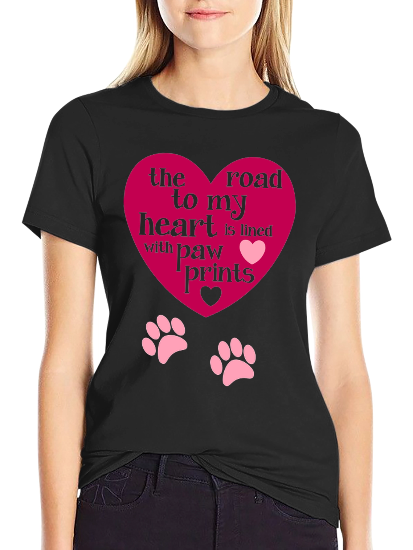 Heart Paw Print T-Shirt - Road to My Heart