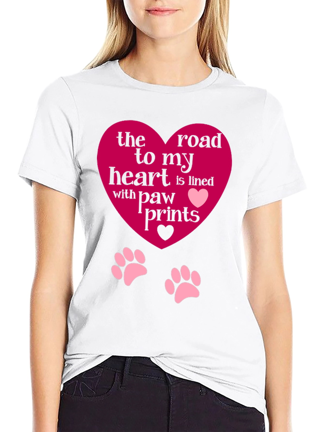 Heart Paw Print T-Shirt - Road to My Heart