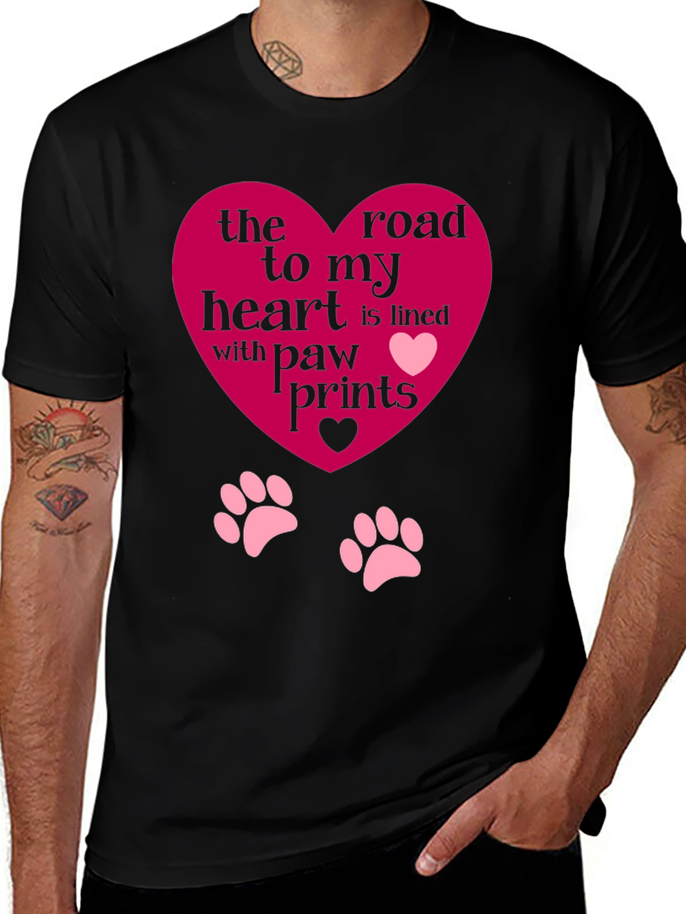 Heart Paw Print T-Shirt - Road to My Heart