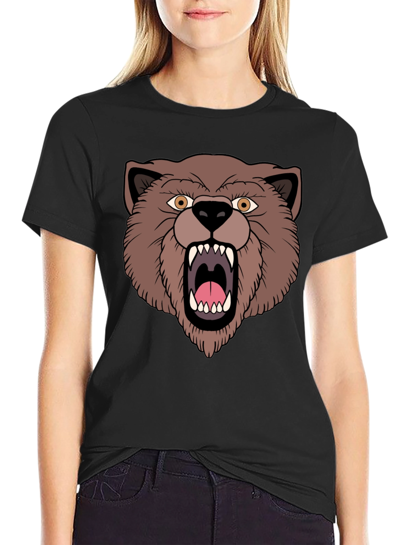 Bear Graphic T-Shirt - Black Cotton Tee