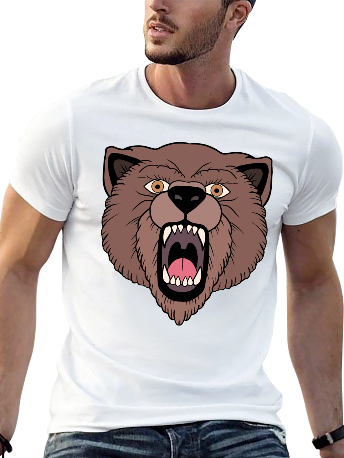 Bear Graphic T-Shirt - Black Cotton Tee