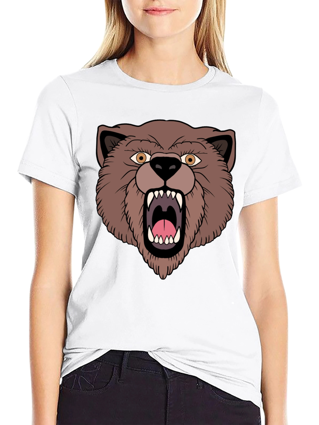 Bear Graphic T-Shirt - Black Cotton Tee