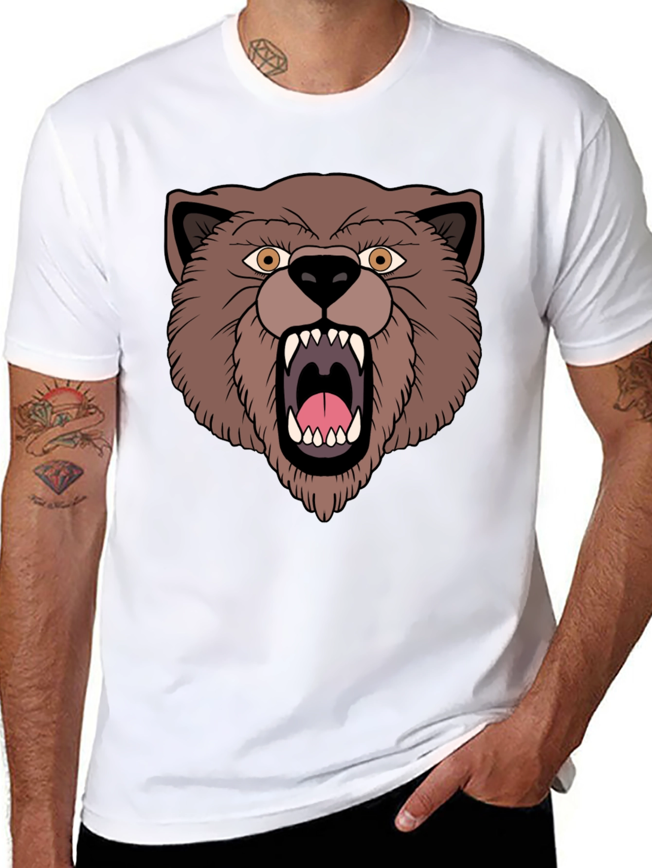 Bear Graphic T-Shirt - Black Cotton Tee