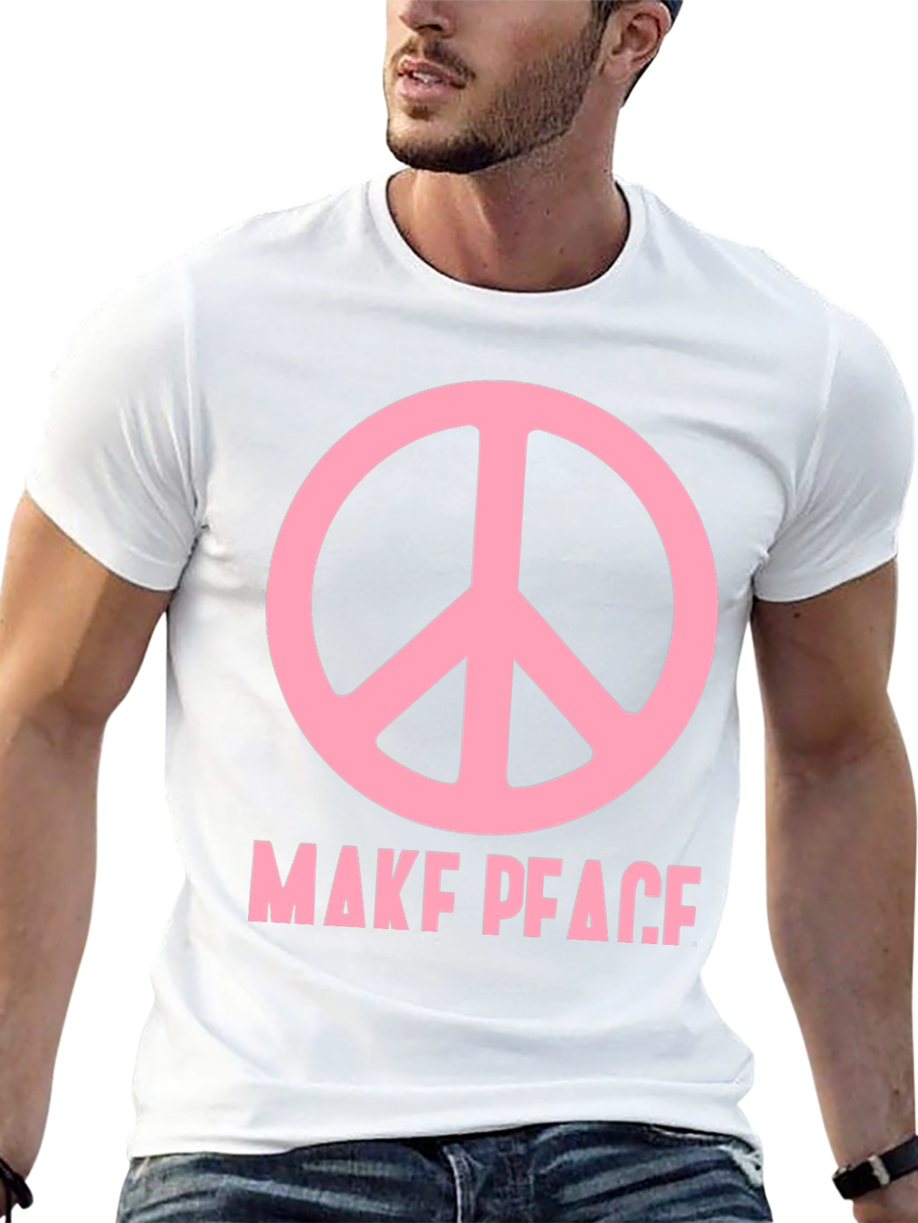 Make Peace T-Shirt - Pink Peace Sign Black Tee