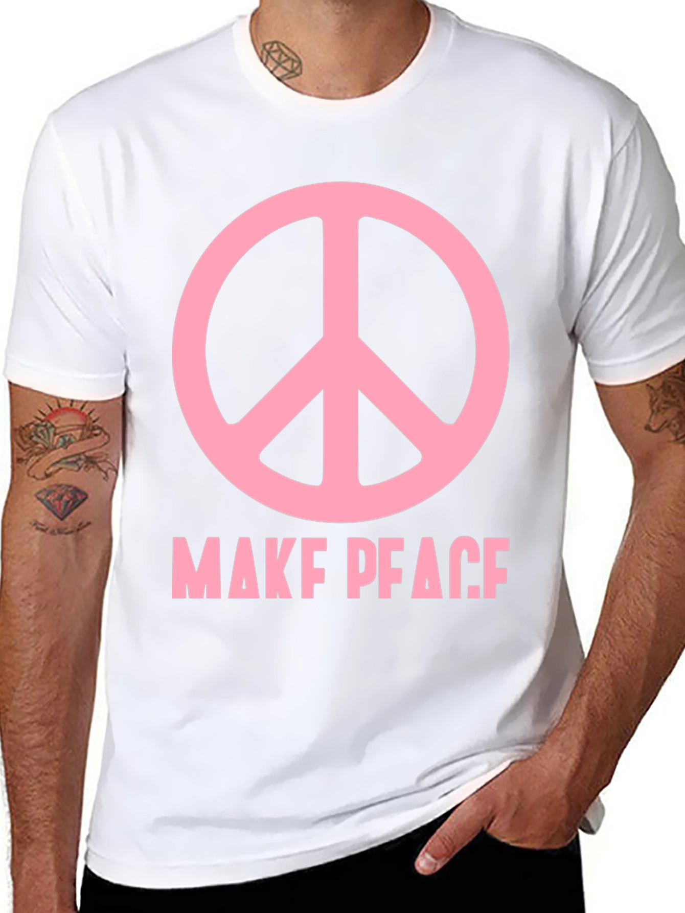 Make Peace T-Shirt - Pink Peace Sign Black Tee