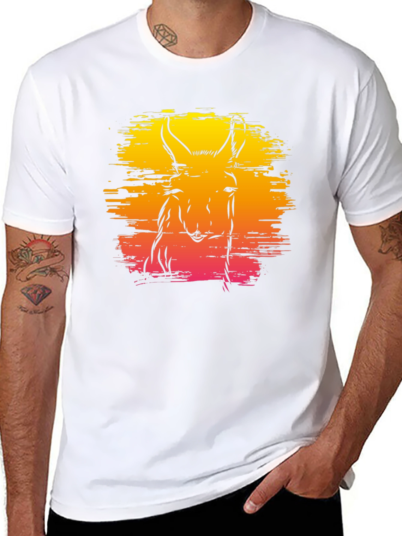 Llama Sunset Graphic Tee - Unique Animal Design