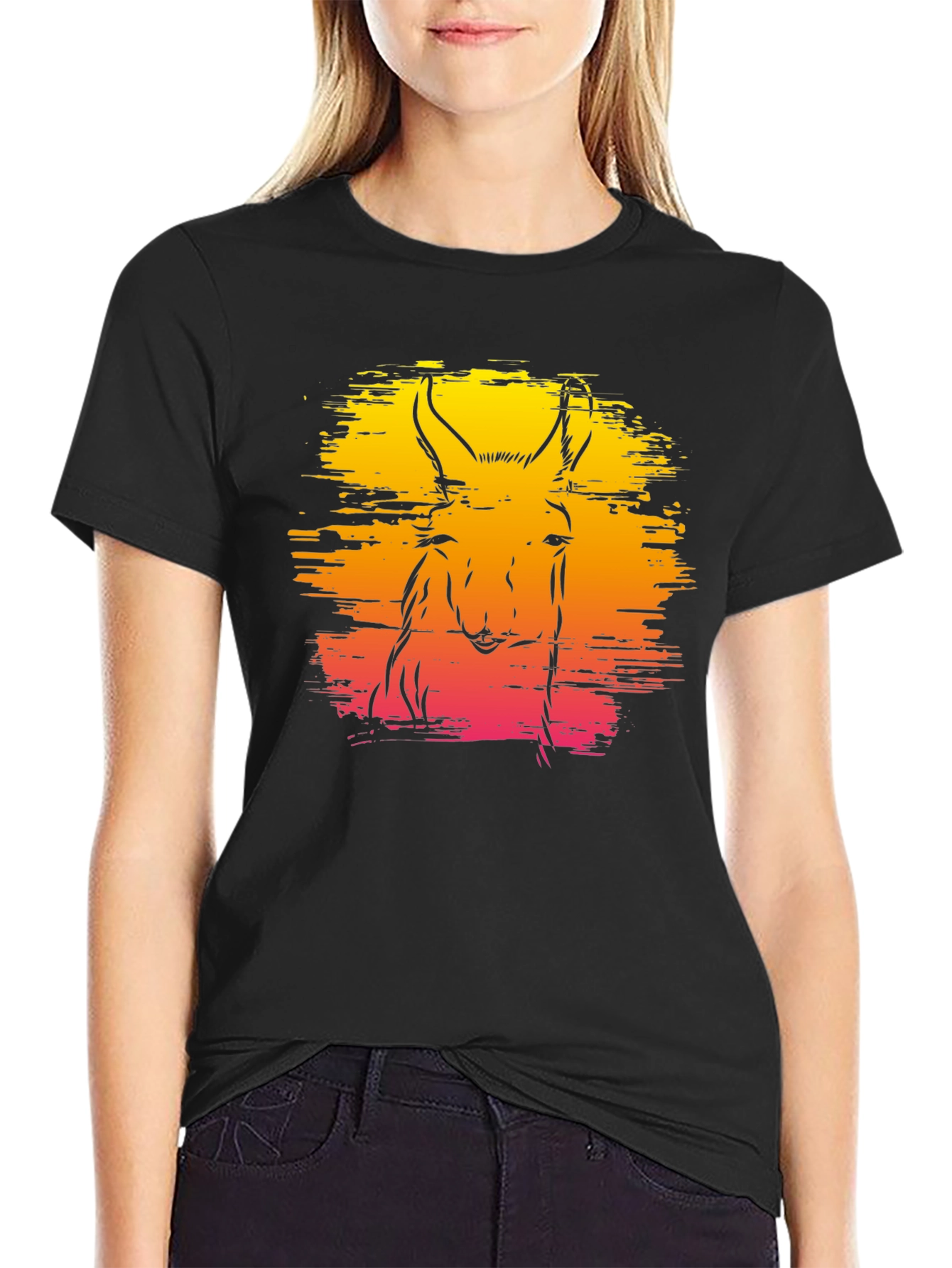 Llama Sunset Graphic Tee - Unique Animal Design