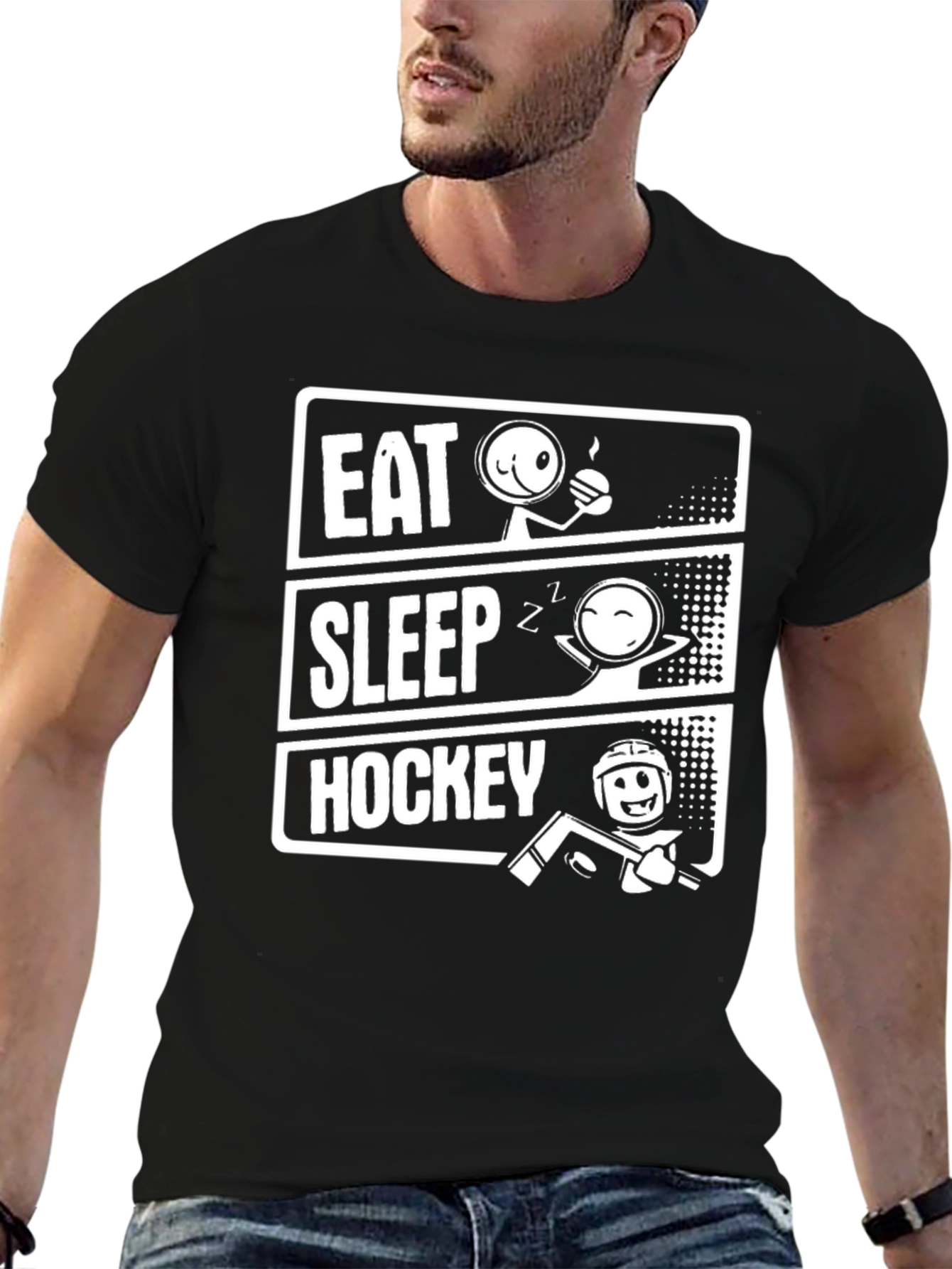 Eat Sleep Hockey T-Shirt: Funny Sport Graphic Tee