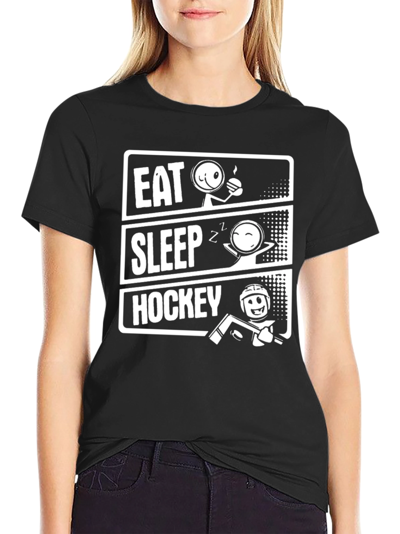 Eat Sleep Hockey T-Shirt: Funny Sport Graphic Tee