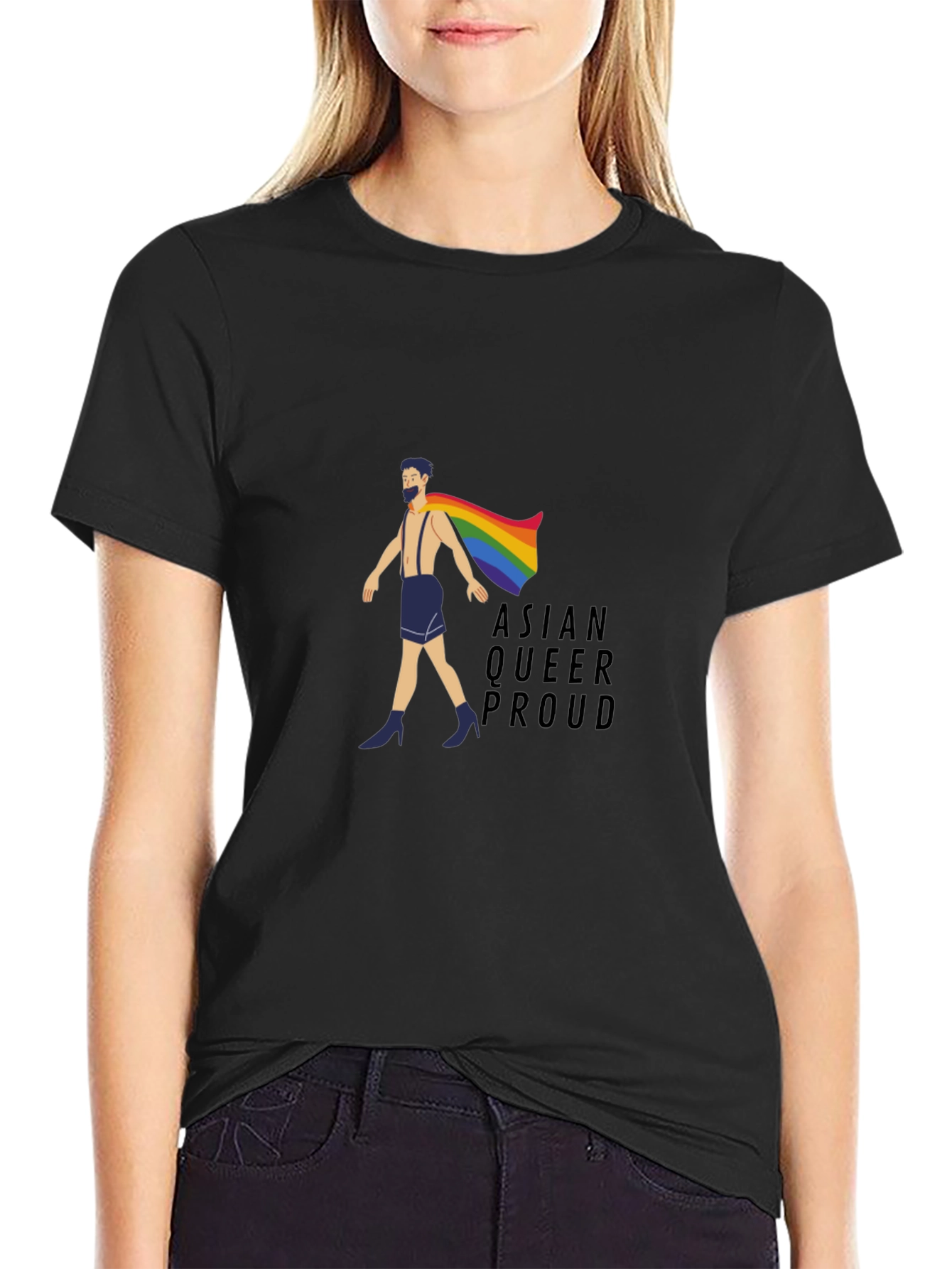 Asian Queer Proud Black T-Shirt