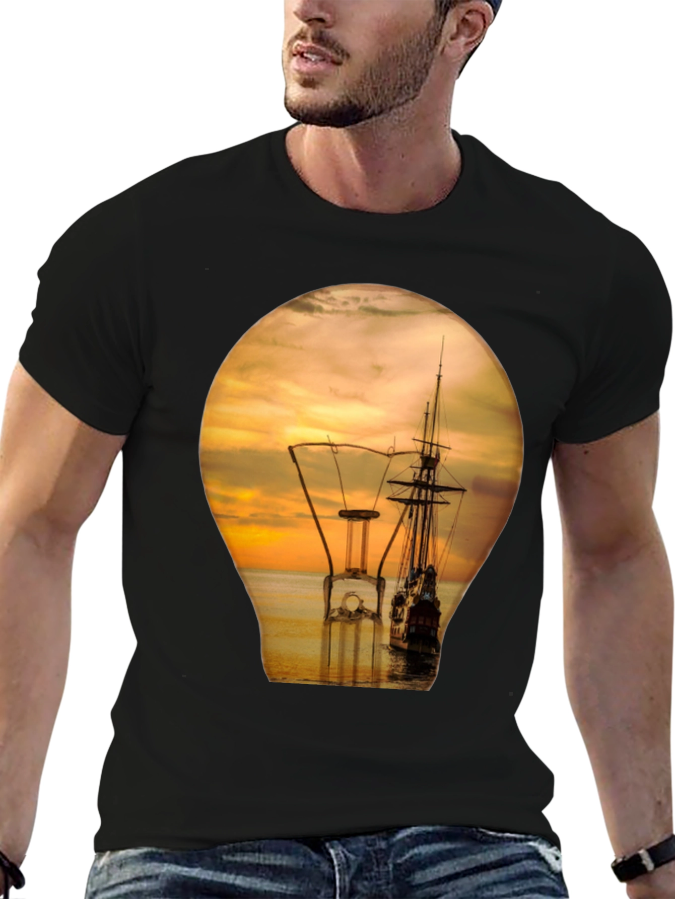 Nautical Sunset Lightbulb Graphic T-Shirt