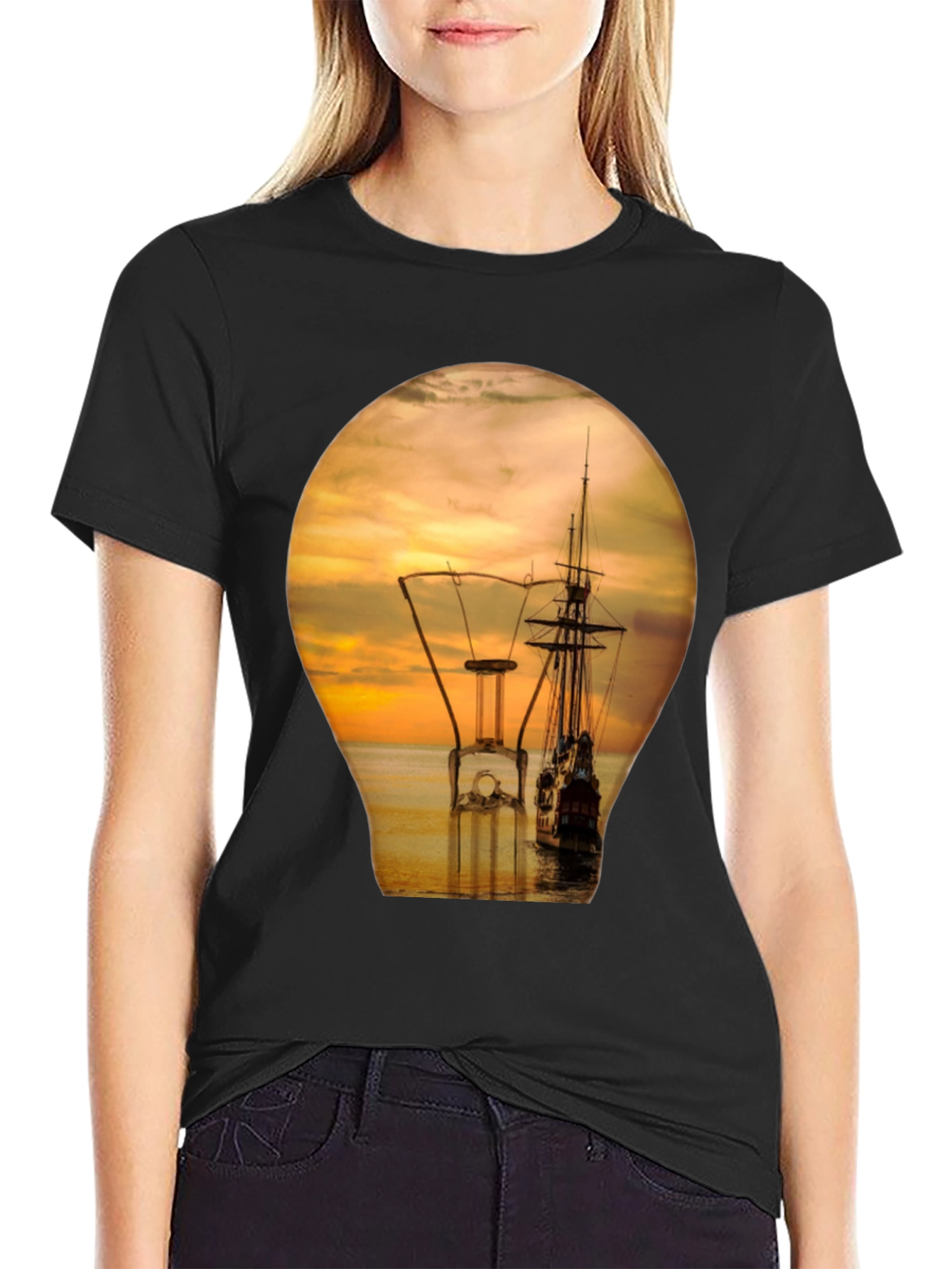 Nautical Sunset Lightbulb Graphic T-Shirt