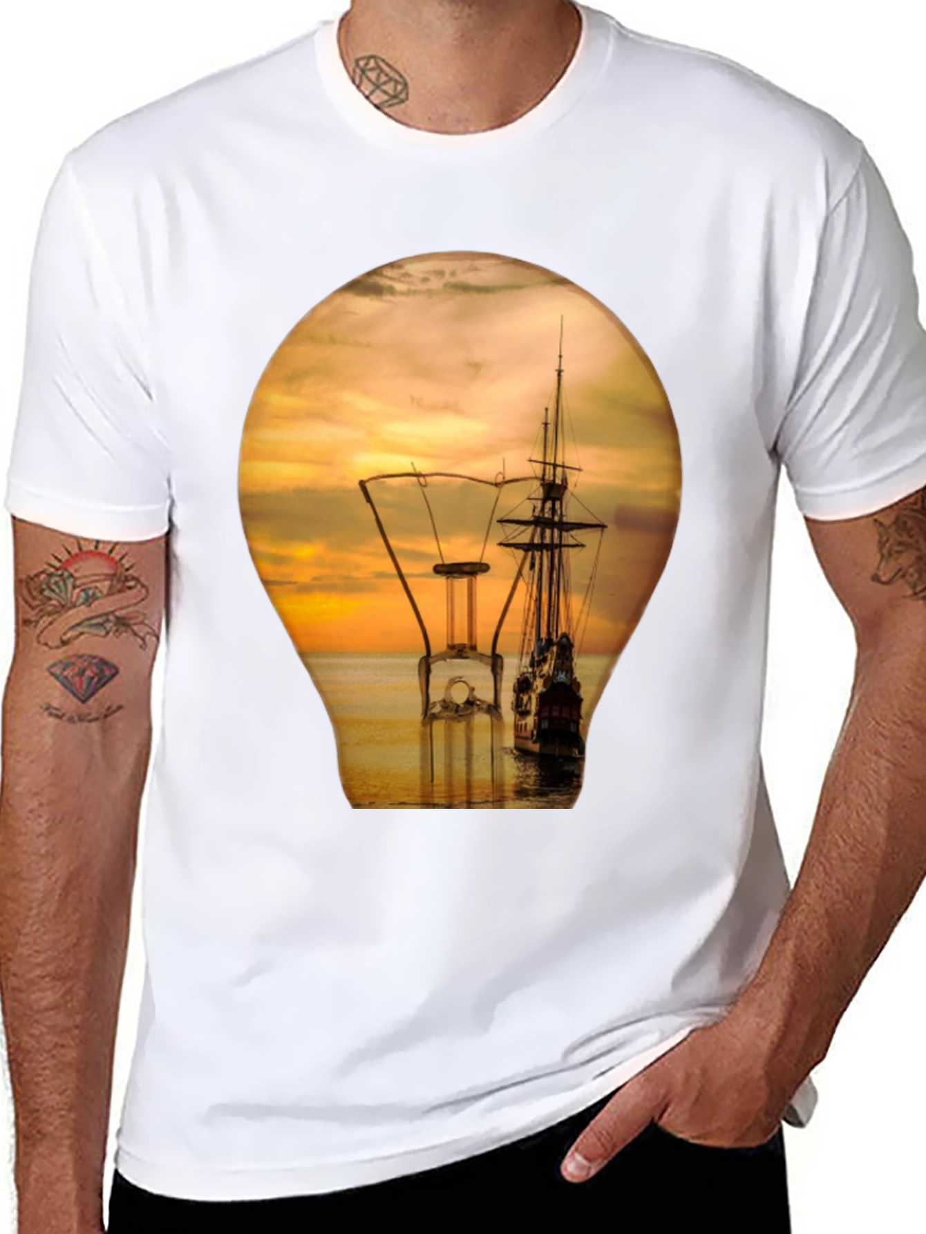 Nautical Sunset Lightbulb Graphic T-Shirt
