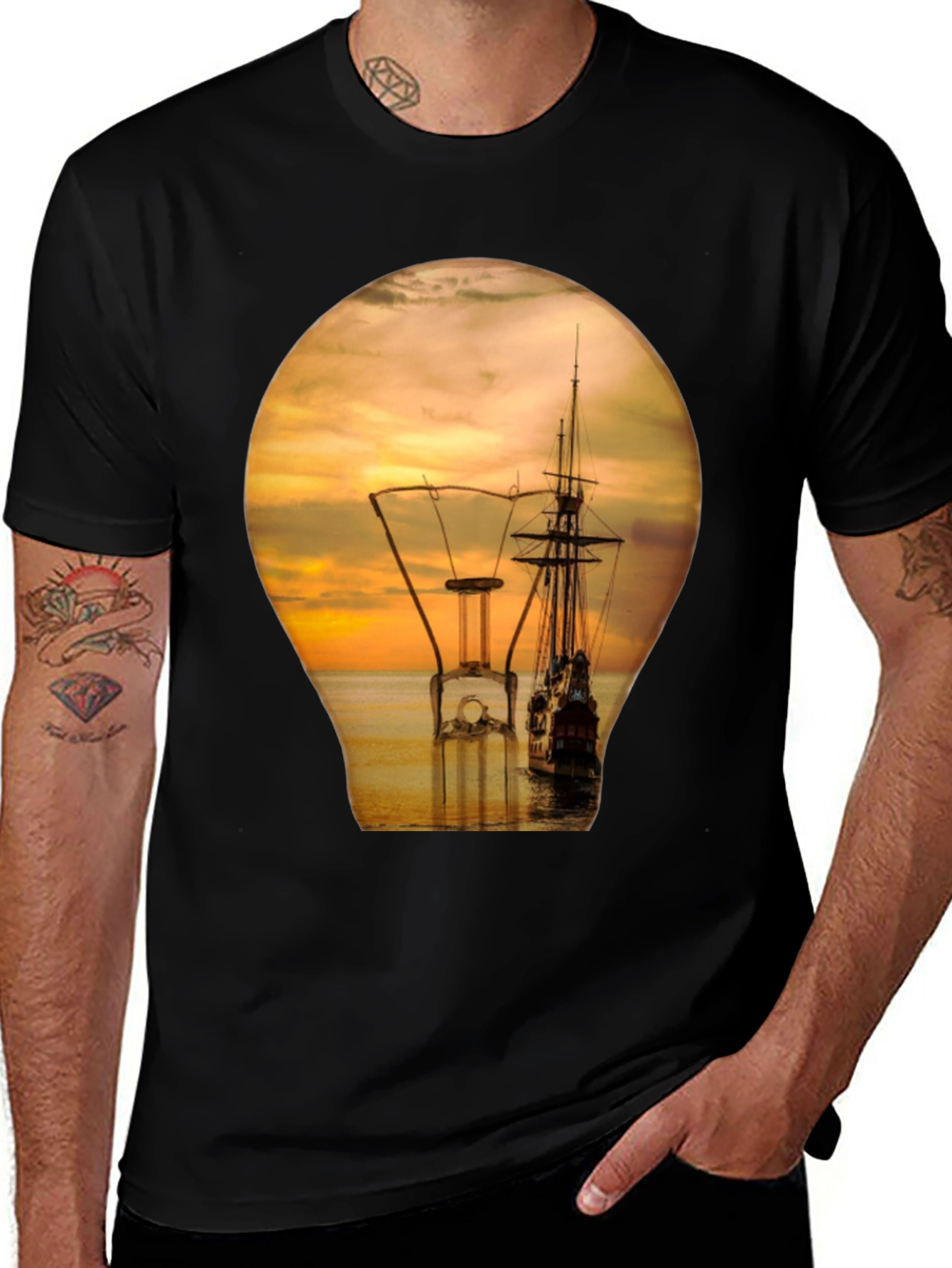 Nautical Sunset Lightbulb Graphic T-Shirt