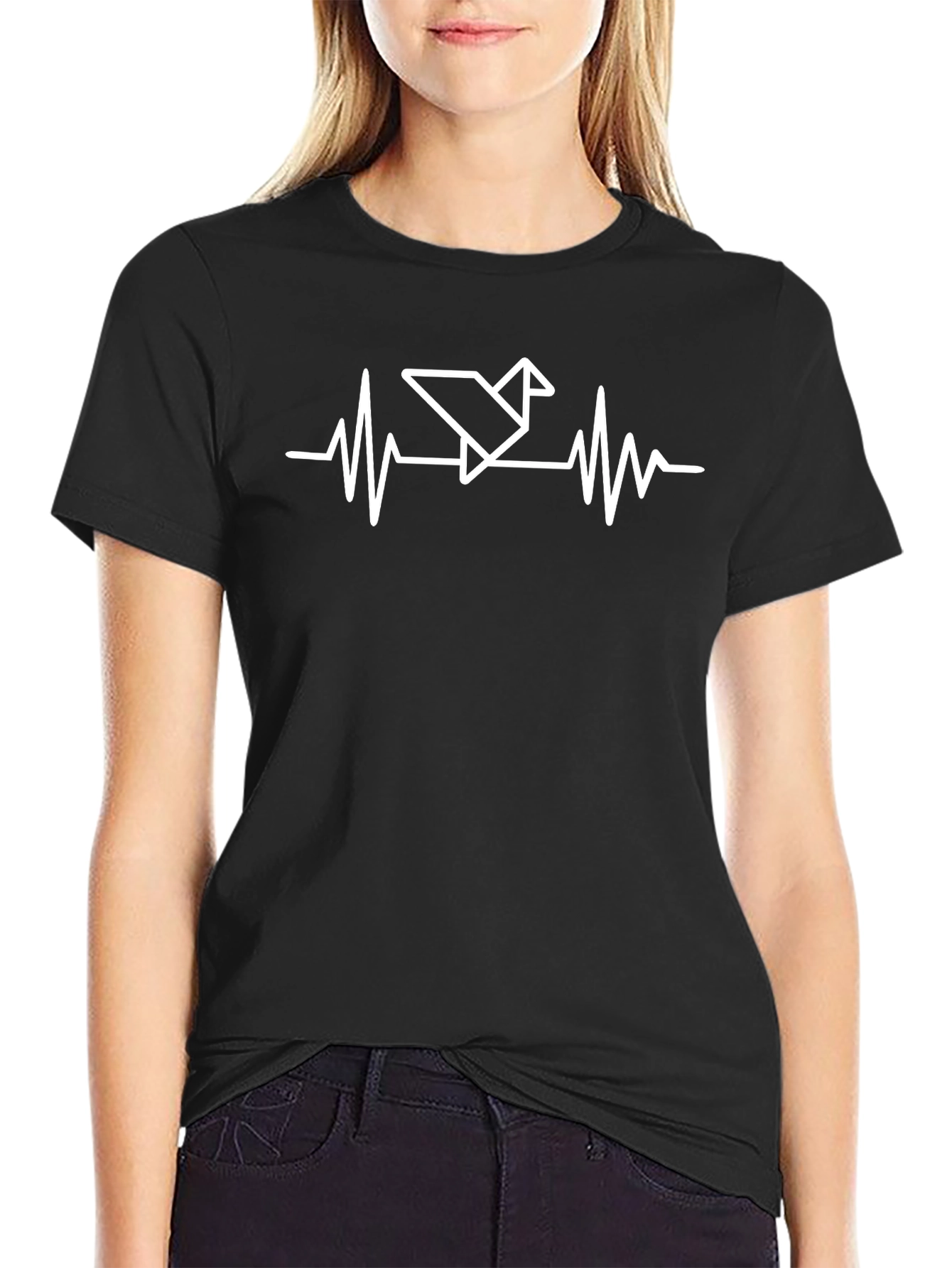 Origami Bird Heartbeat Graphic Tee