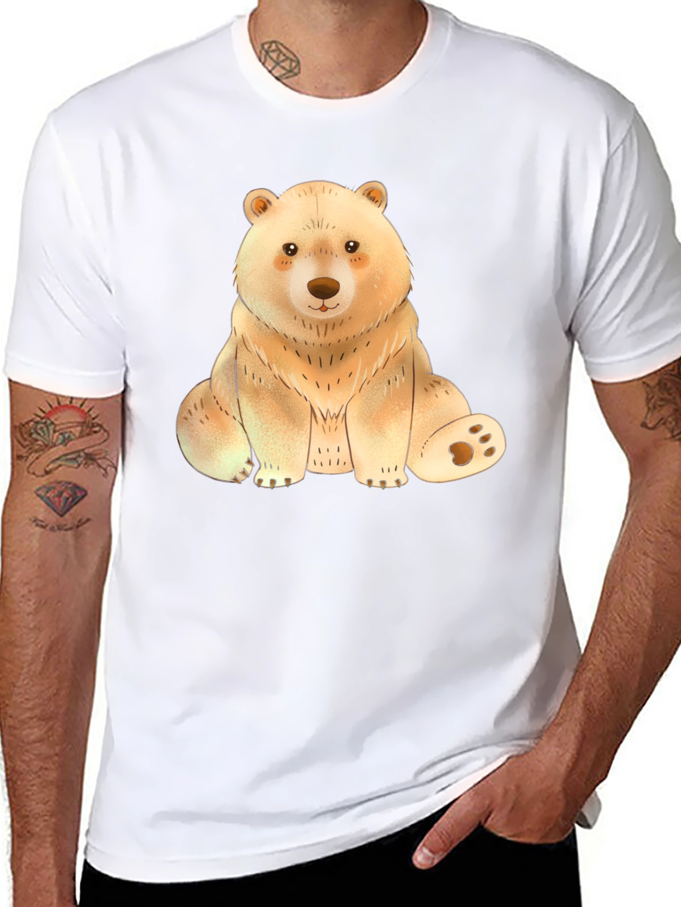 Cute Bear Graphic Tee - Soft Print