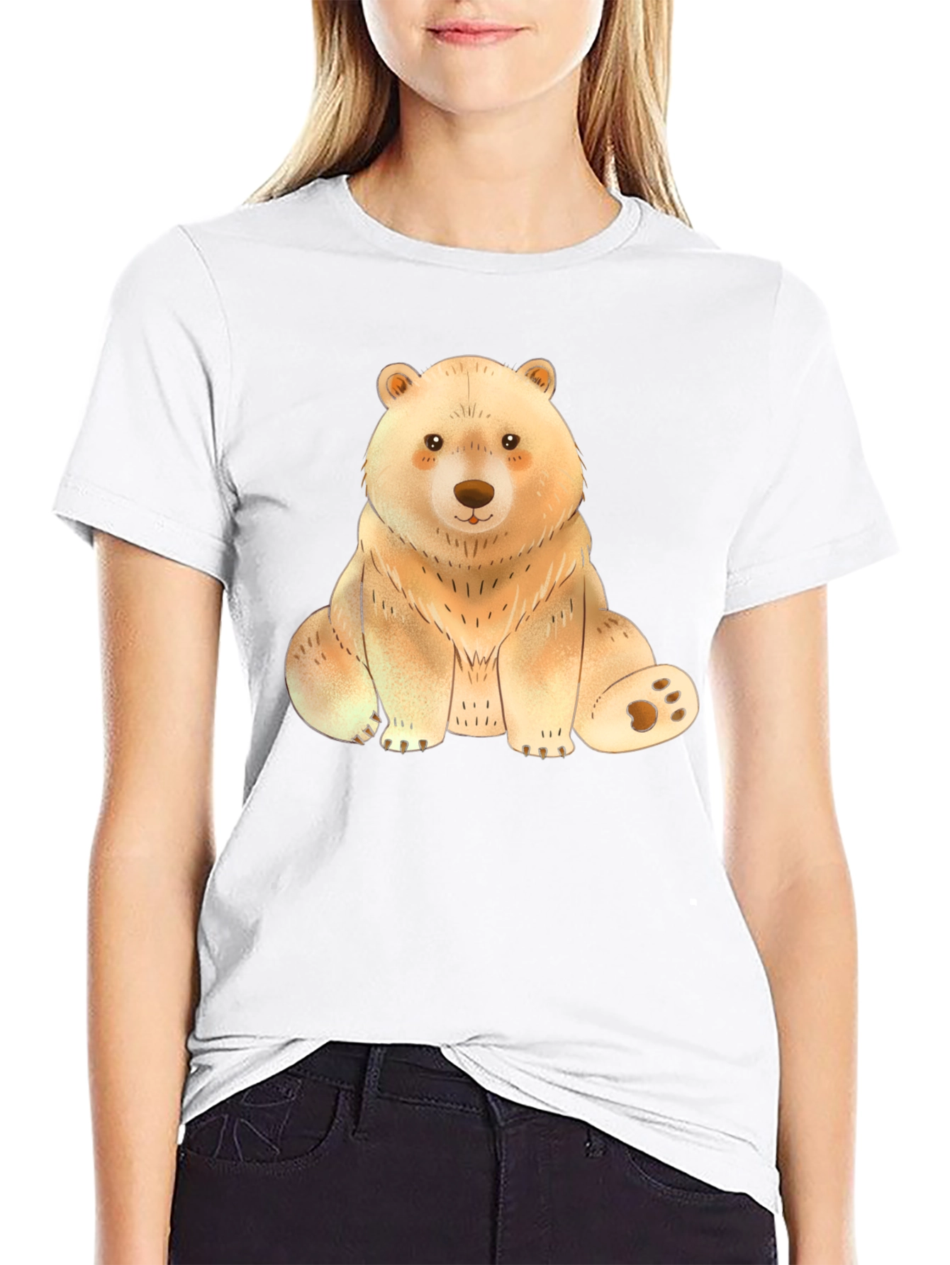 Cute Bear Graphic Tee - Soft Print