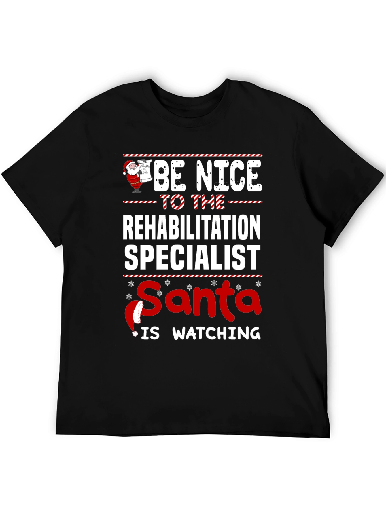 Funny Rehabilitation Specialist Santa Watching T-Shirt