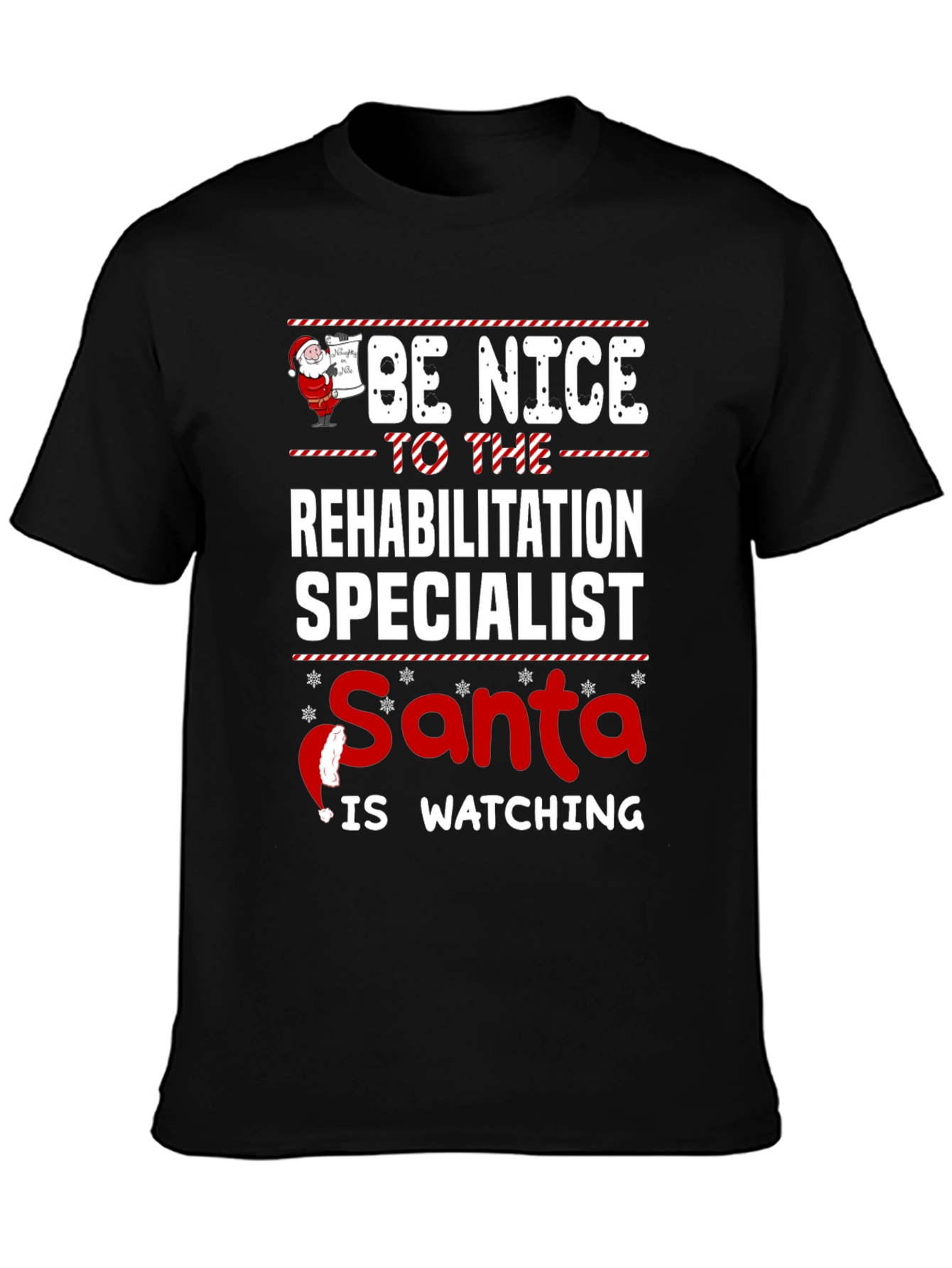 Funny Rehabilitation Specialist Santa Watching T-Shirt