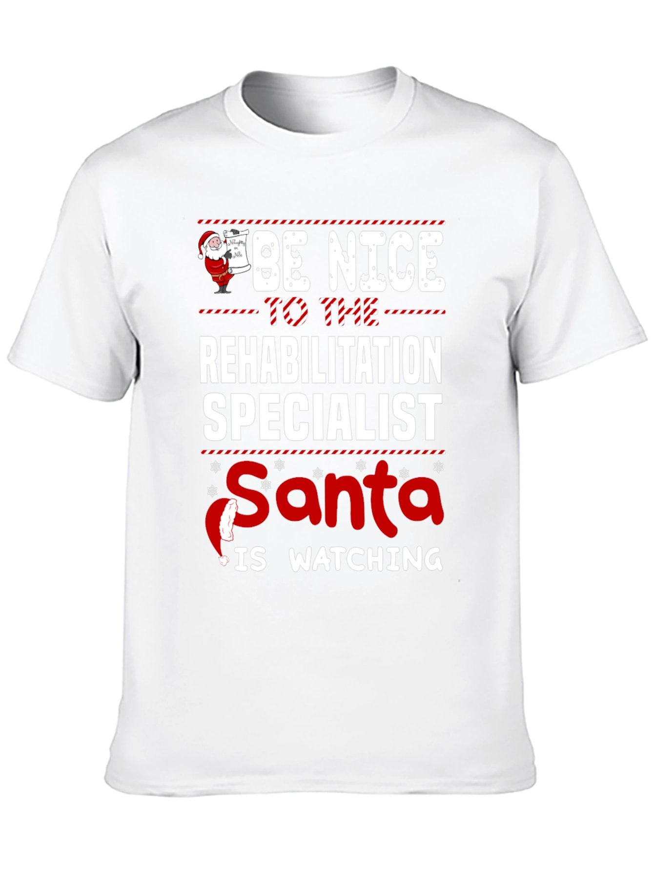 Funny Rehabilitation Specialist Santa Watching T-Shirt