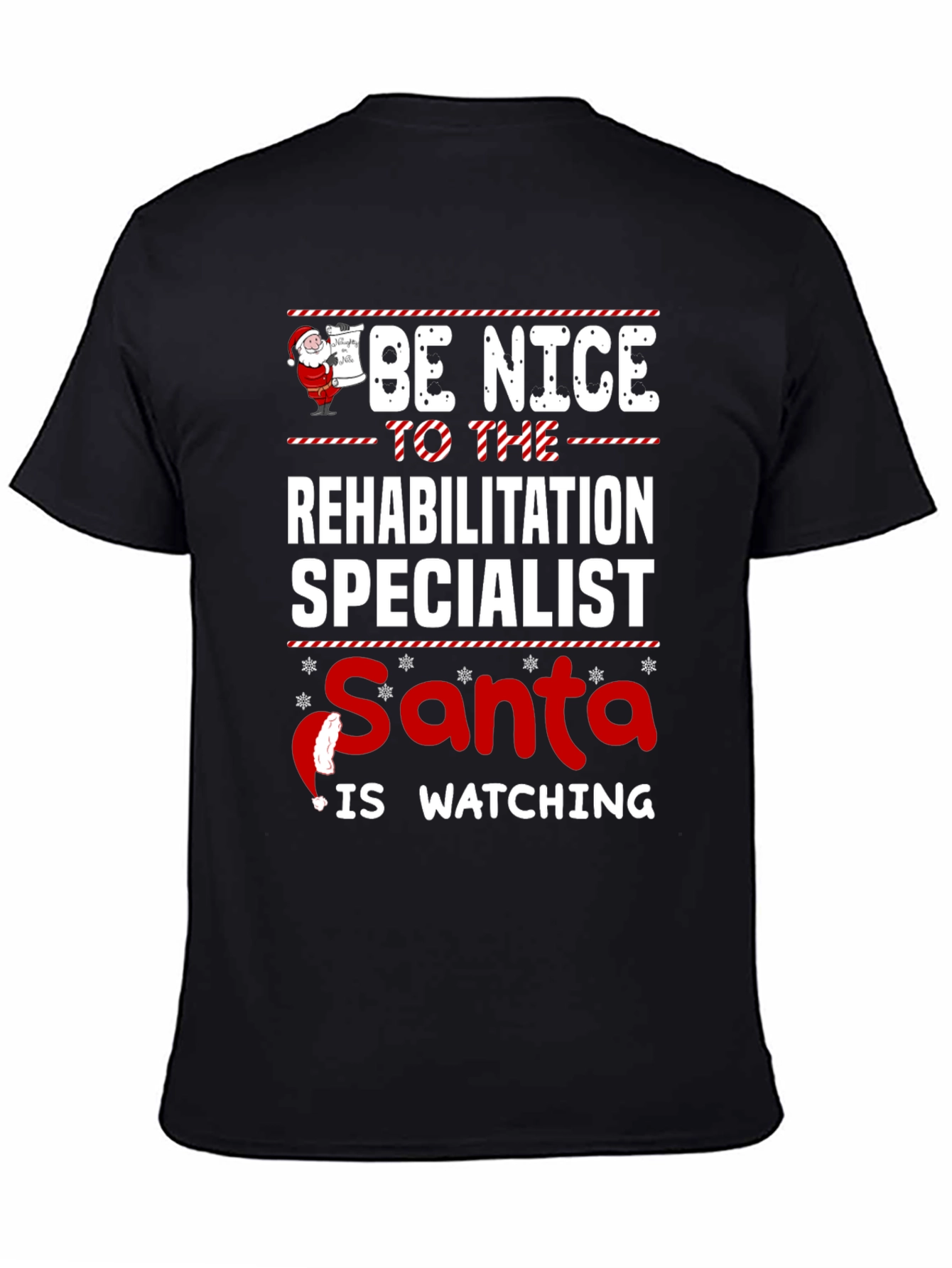 Funny Rehabilitation Specialist Santa Watching T-Shirt