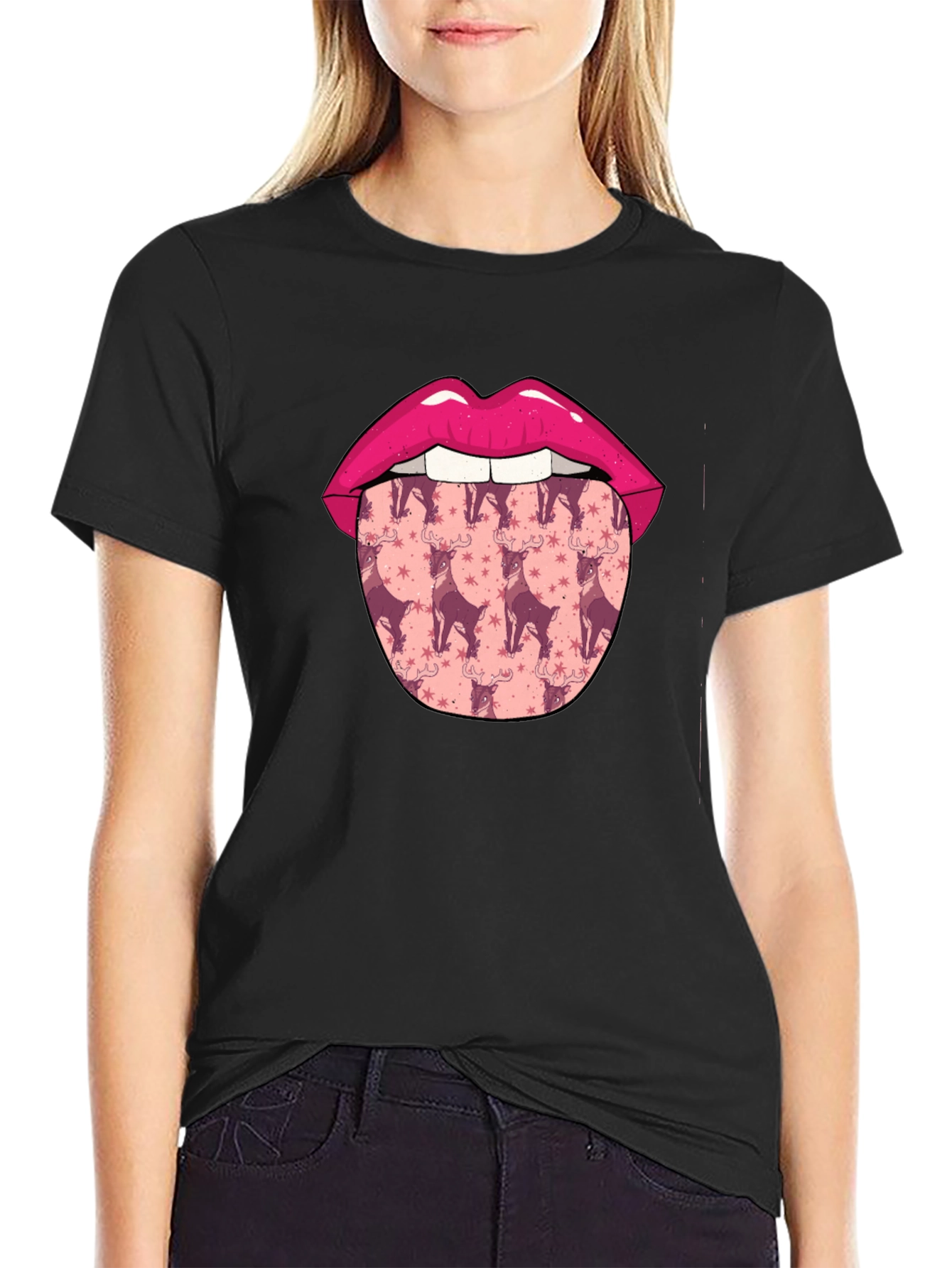 Lips & Reindeer Tongue Graphic Tee