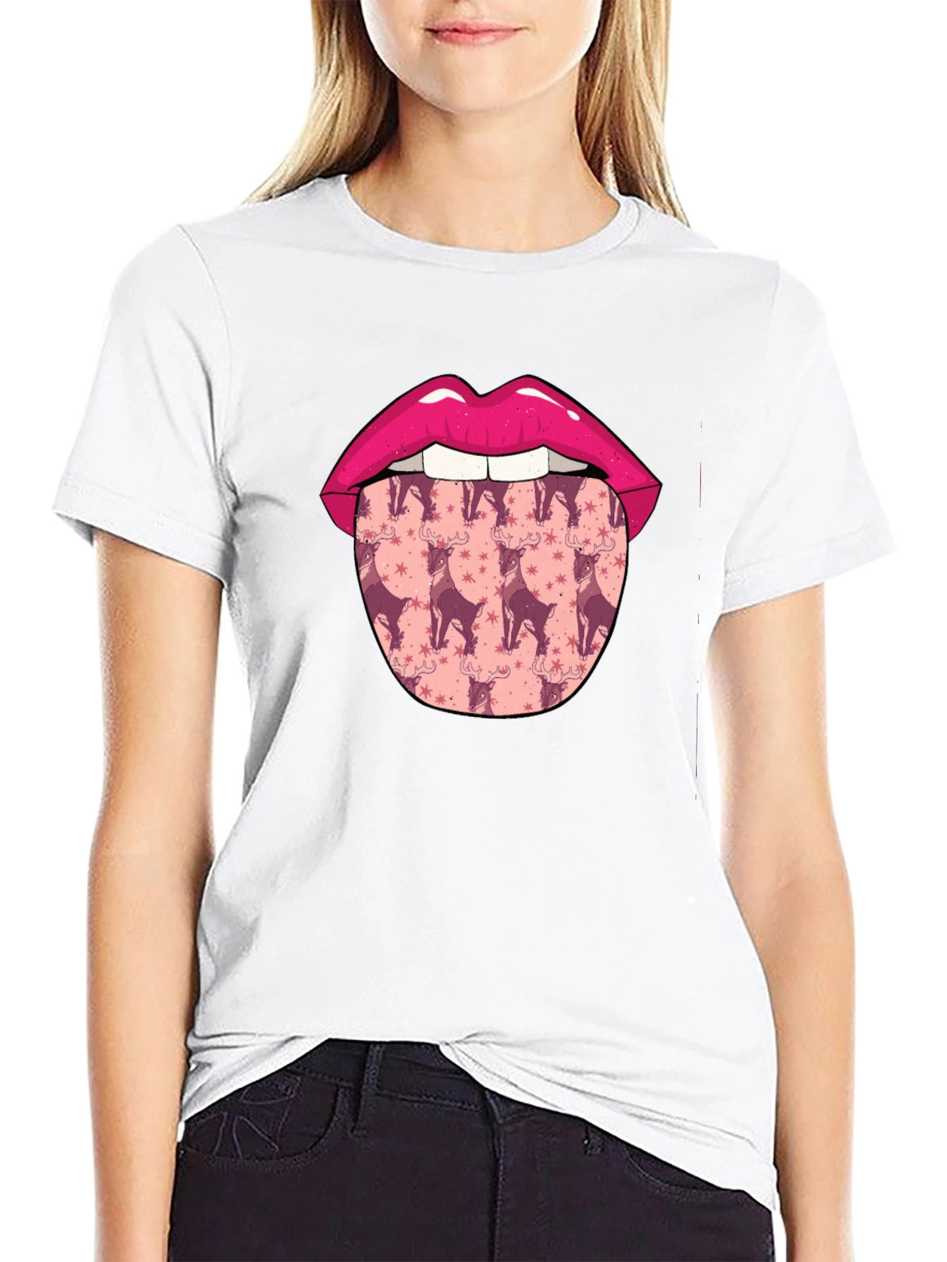 Lips & Reindeer Tongue Graphic Tee