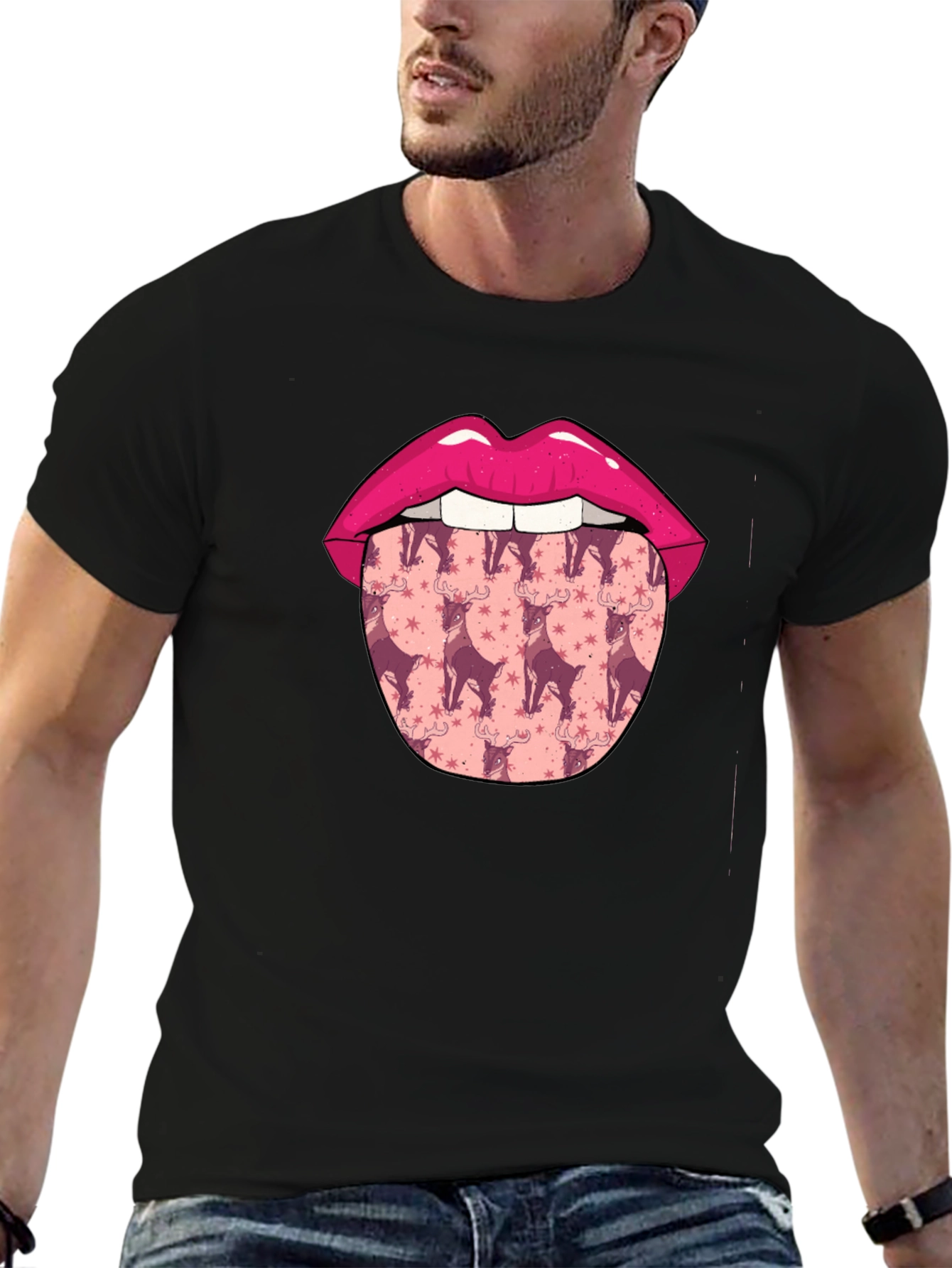 Lips & Reindeer Tongue Graphic Tee