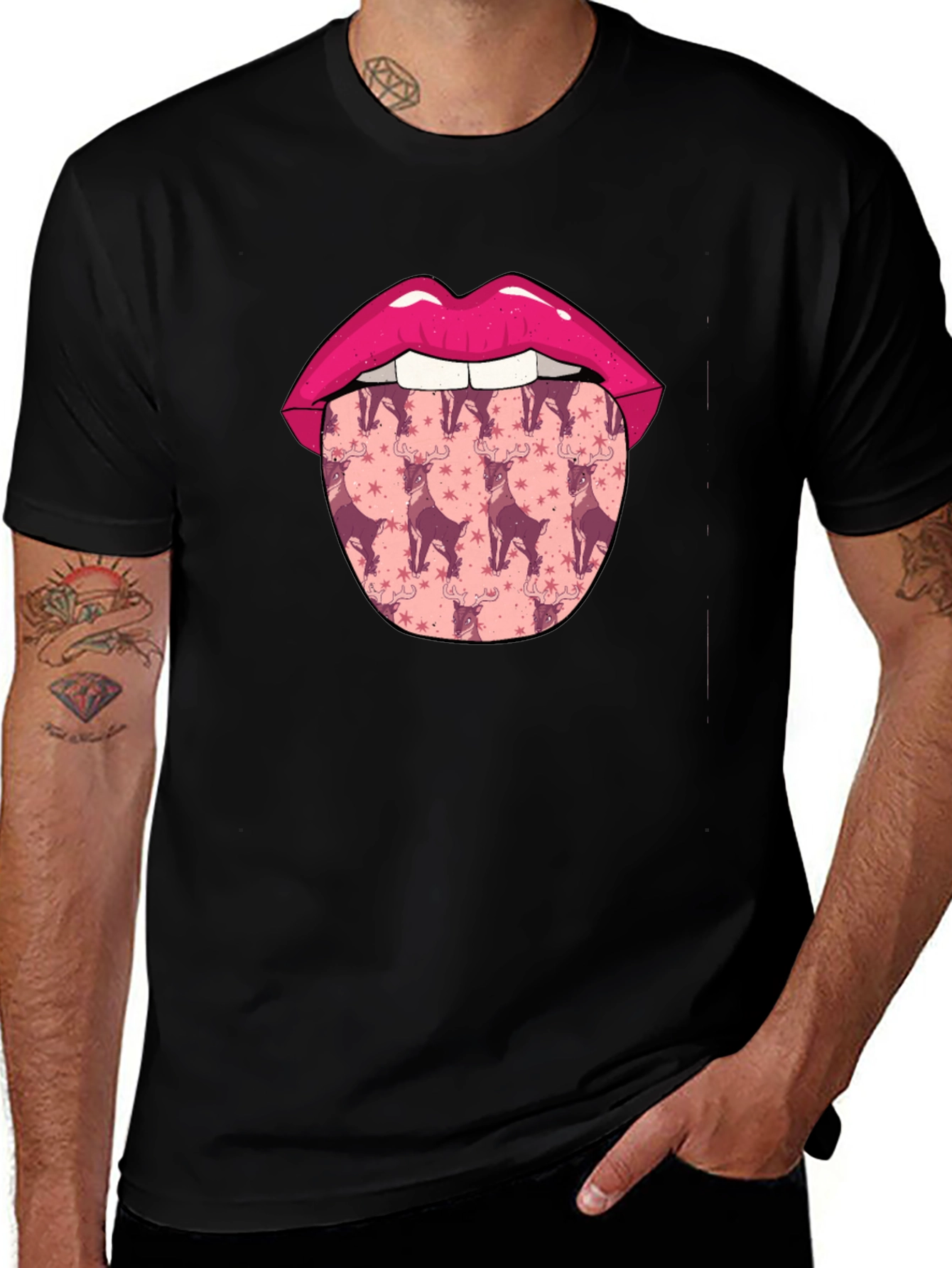Lips & Reindeer Tongue Graphic Tee