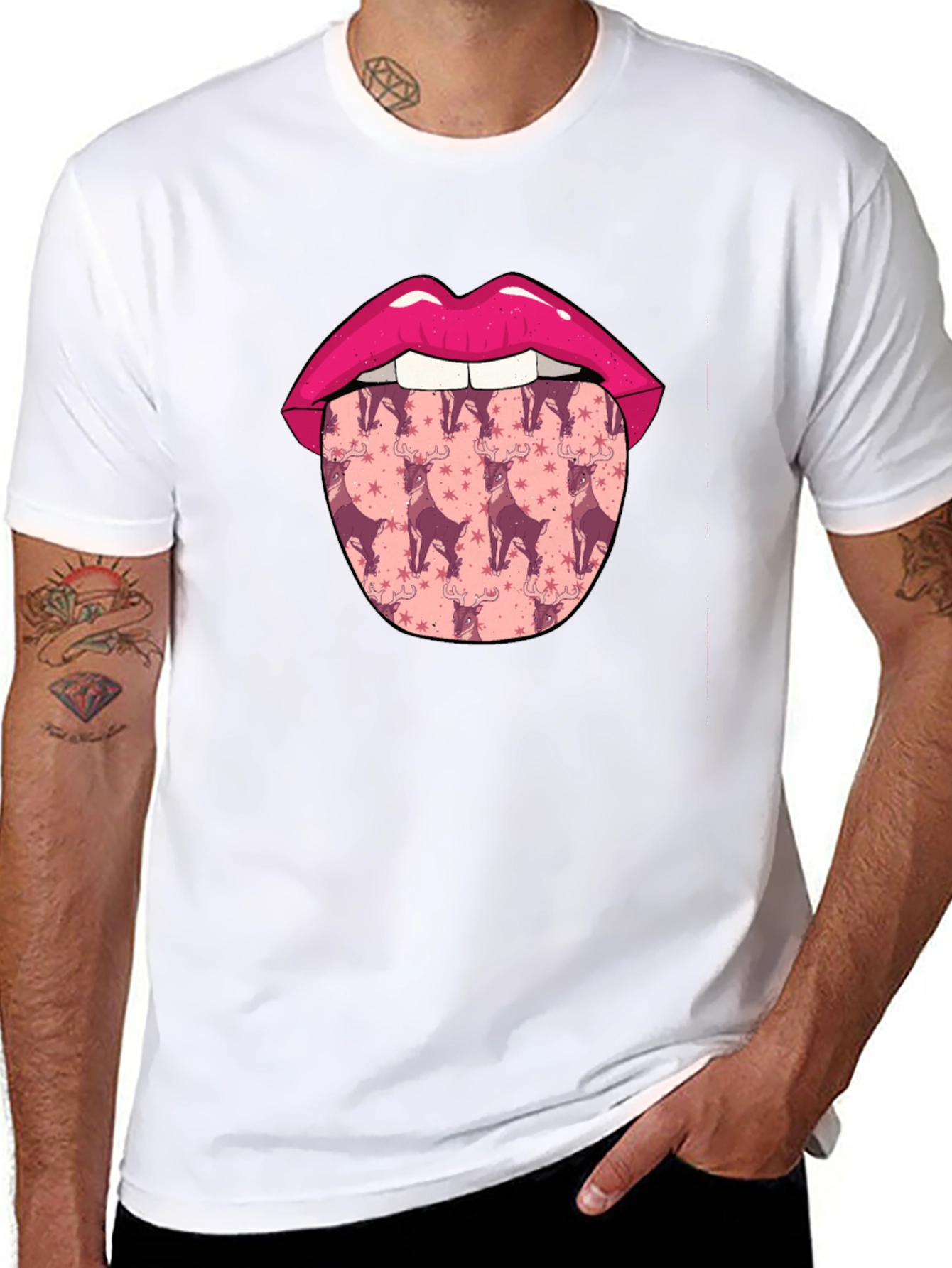 Lips & Reindeer Tongue Graphic Tee