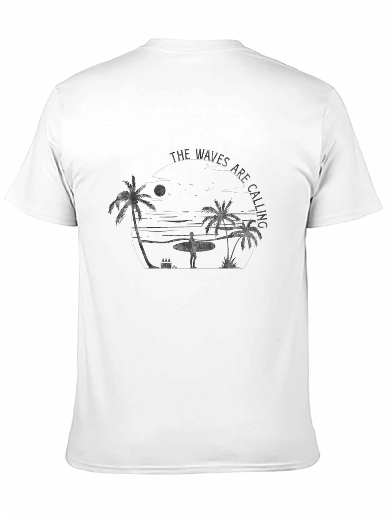 The Waves Are Calling Graphic T-Shirt - Black
