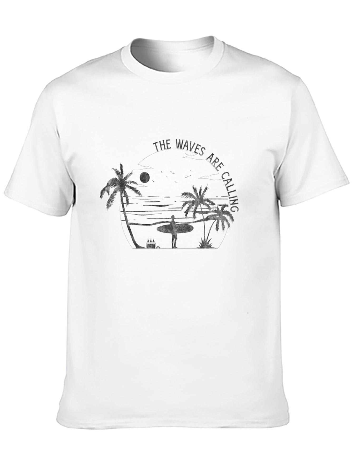 The Waves Are Calling Graphic T-Shirt - Black