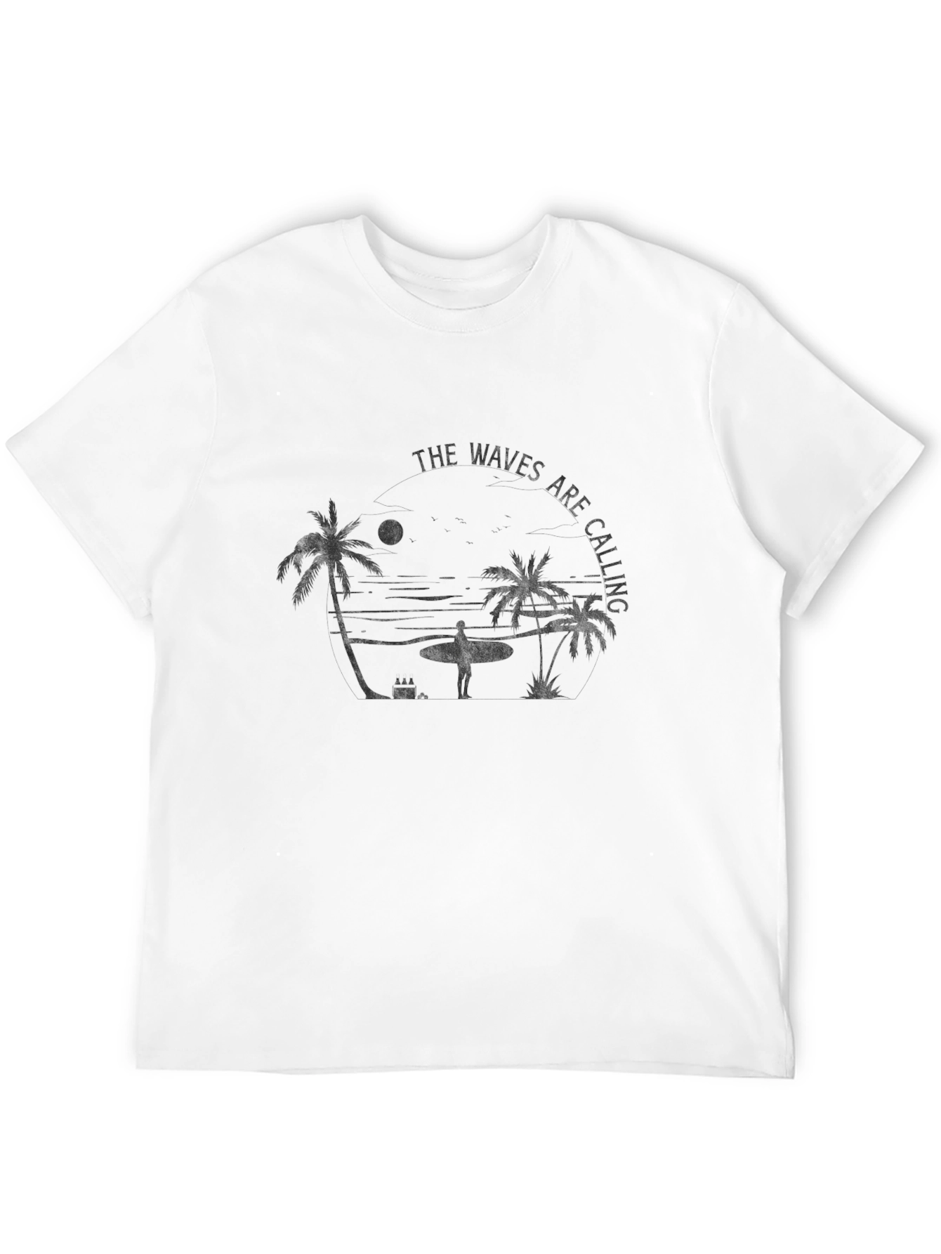 The Waves Are Calling Graphic T-Shirt - Black