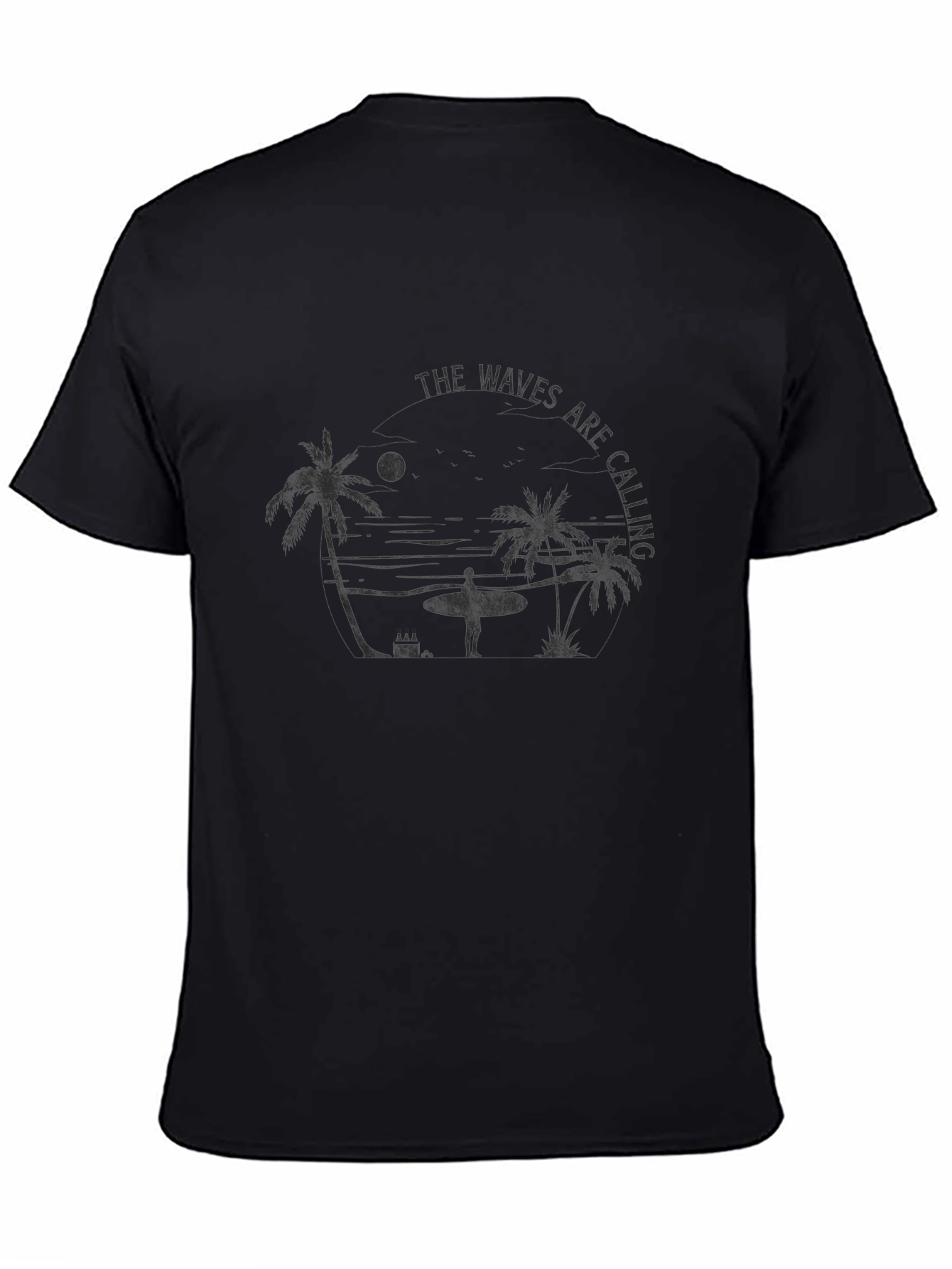 The Waves Are Calling Graphic T-Shirt - Black