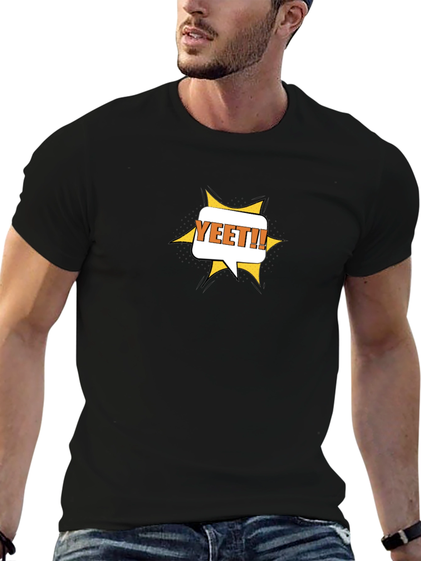 YEET! Graphic Tee - Black Cotton Casual T-Shirt
