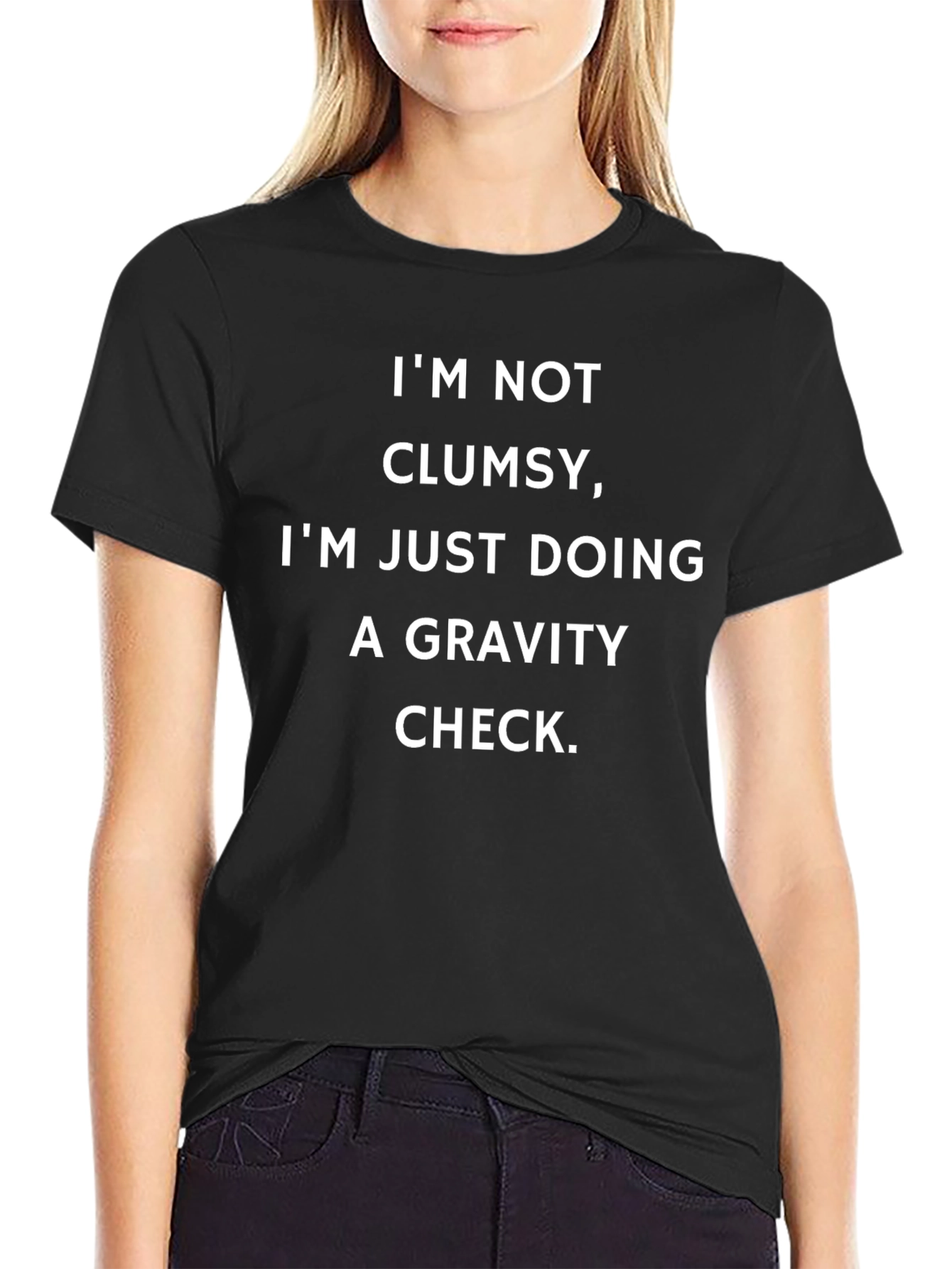 Funny Gravity Check Black T-Shirt