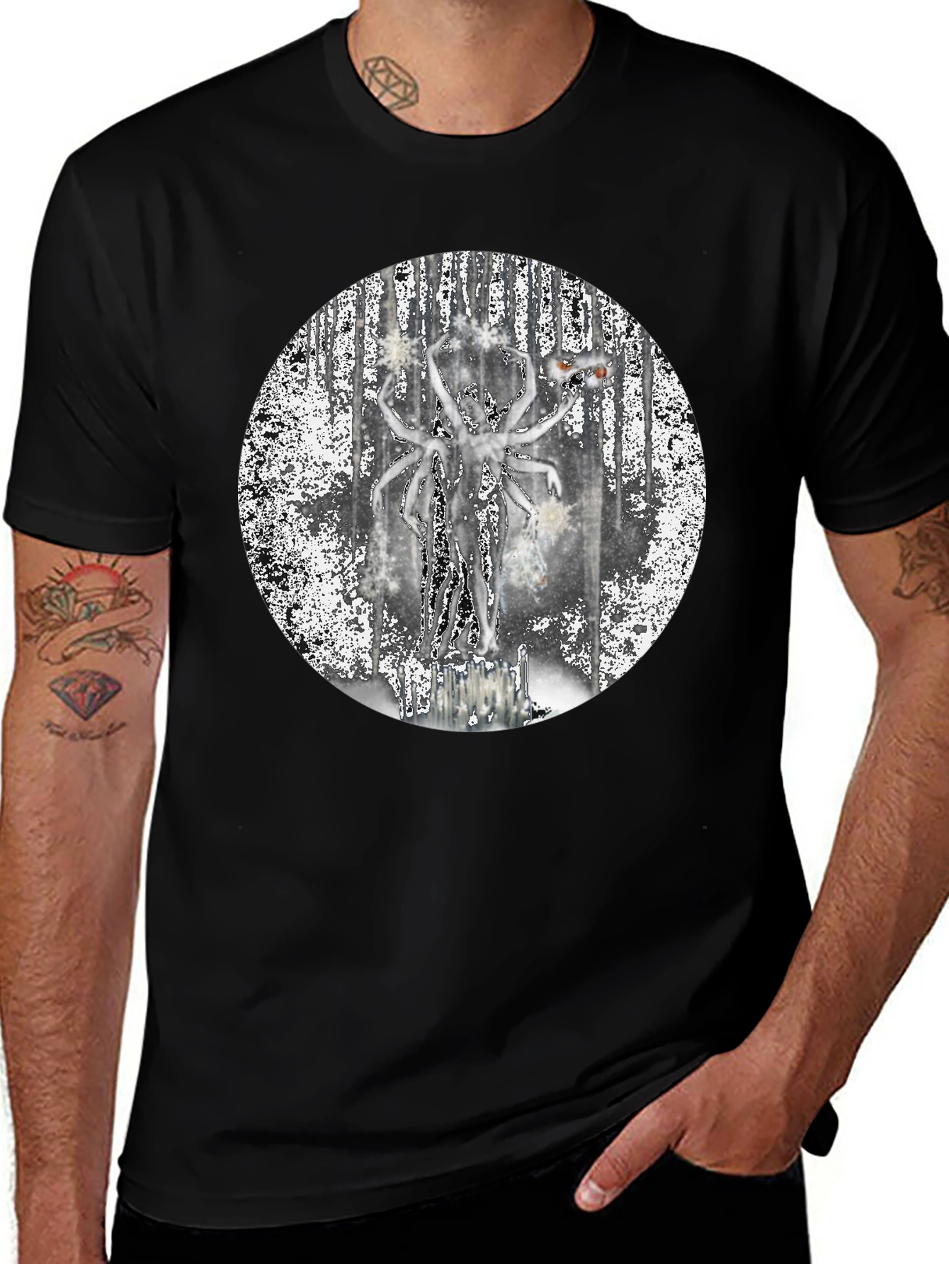 Unique Graphic Print Black T-Shirt