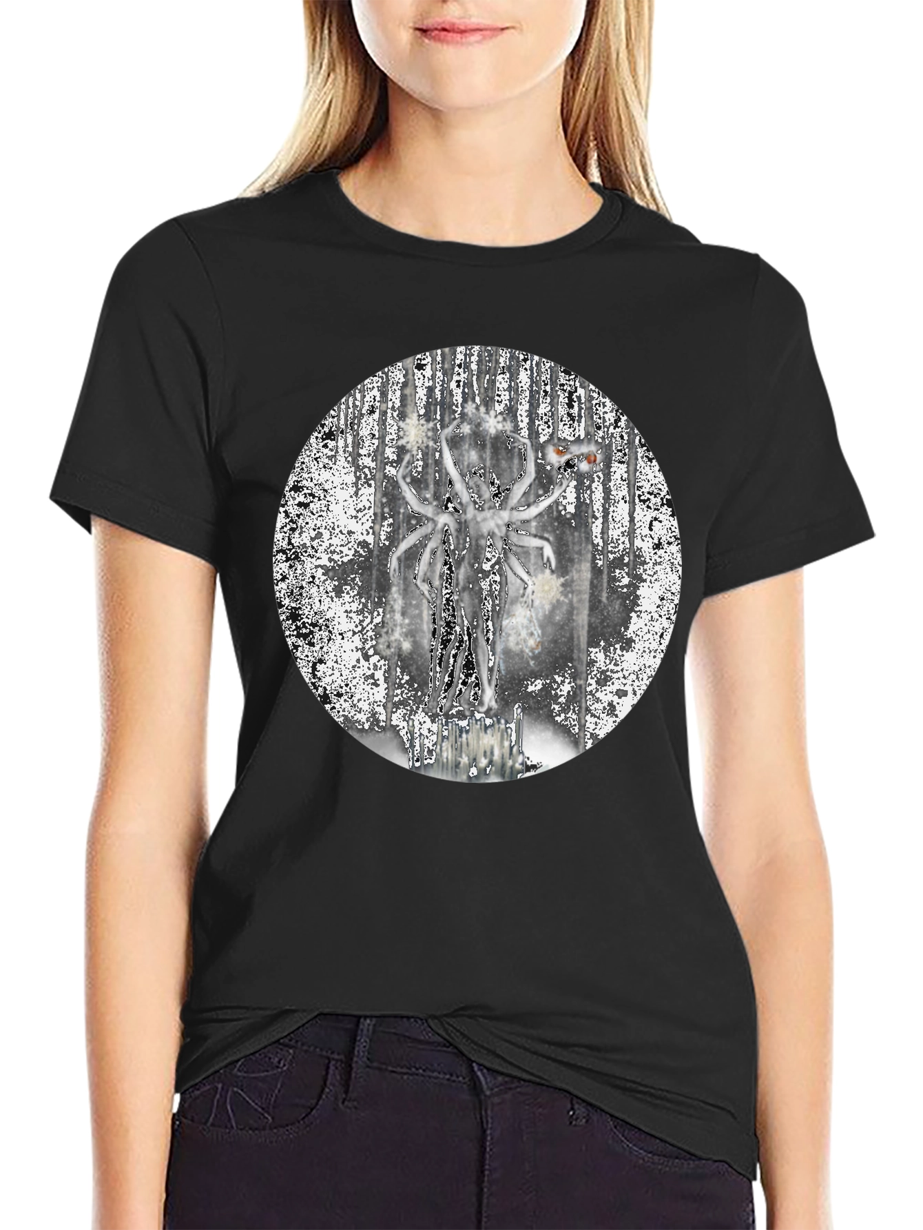 Unique Graphic Print Black T-Shirt