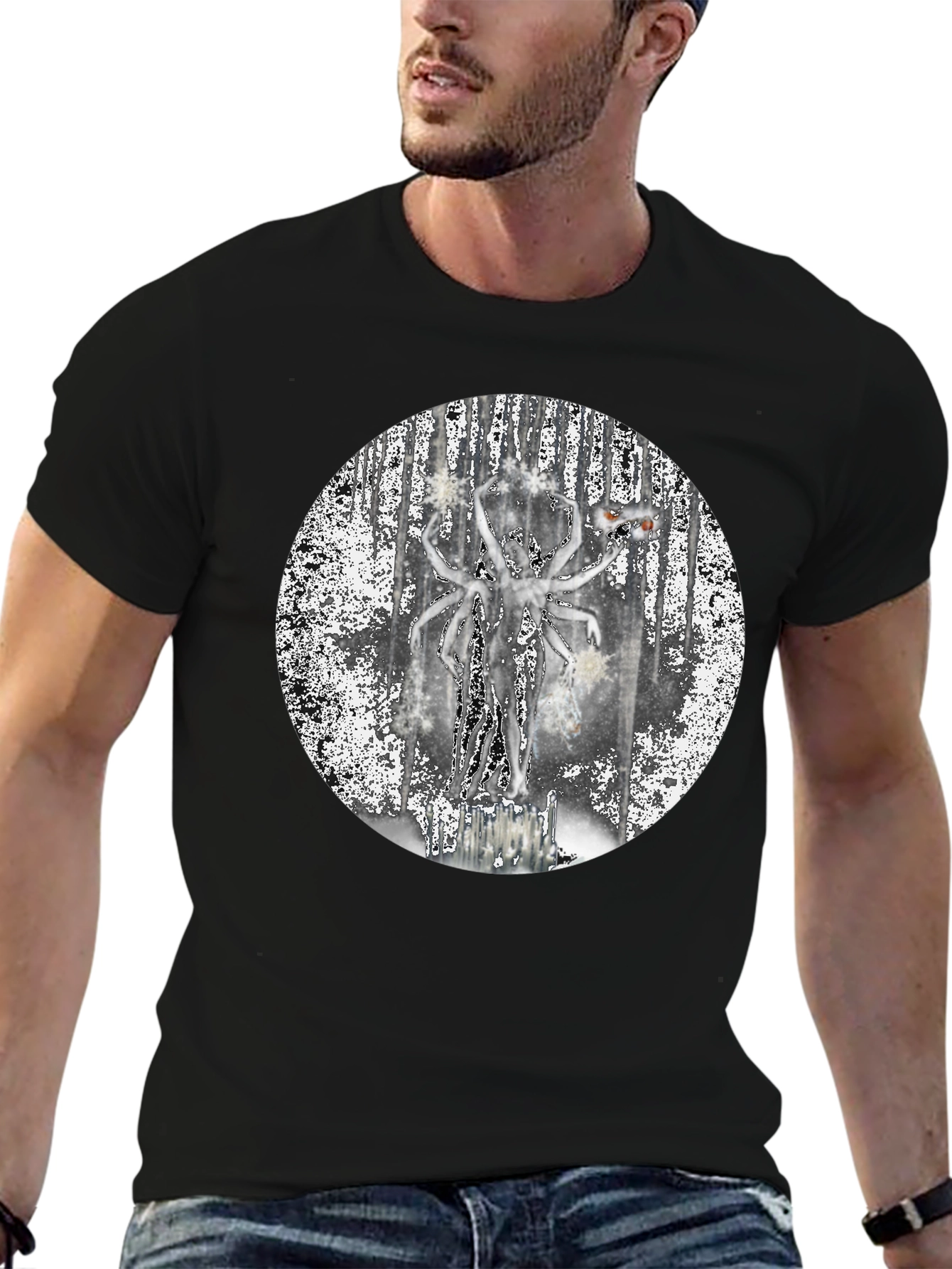 Unique Graphic Print Black T-Shirt