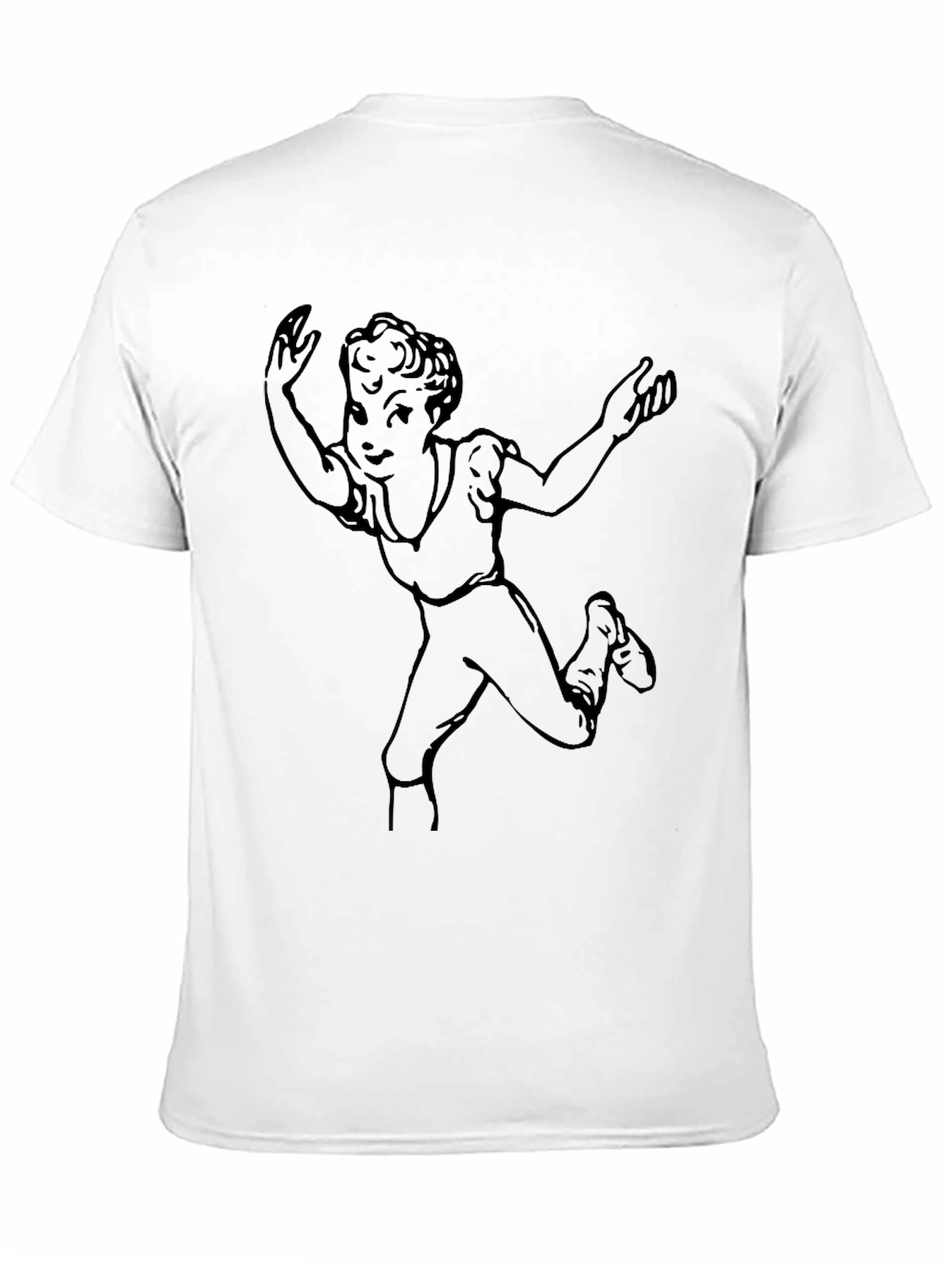 Black Tee with Retro Cartoon Graphic