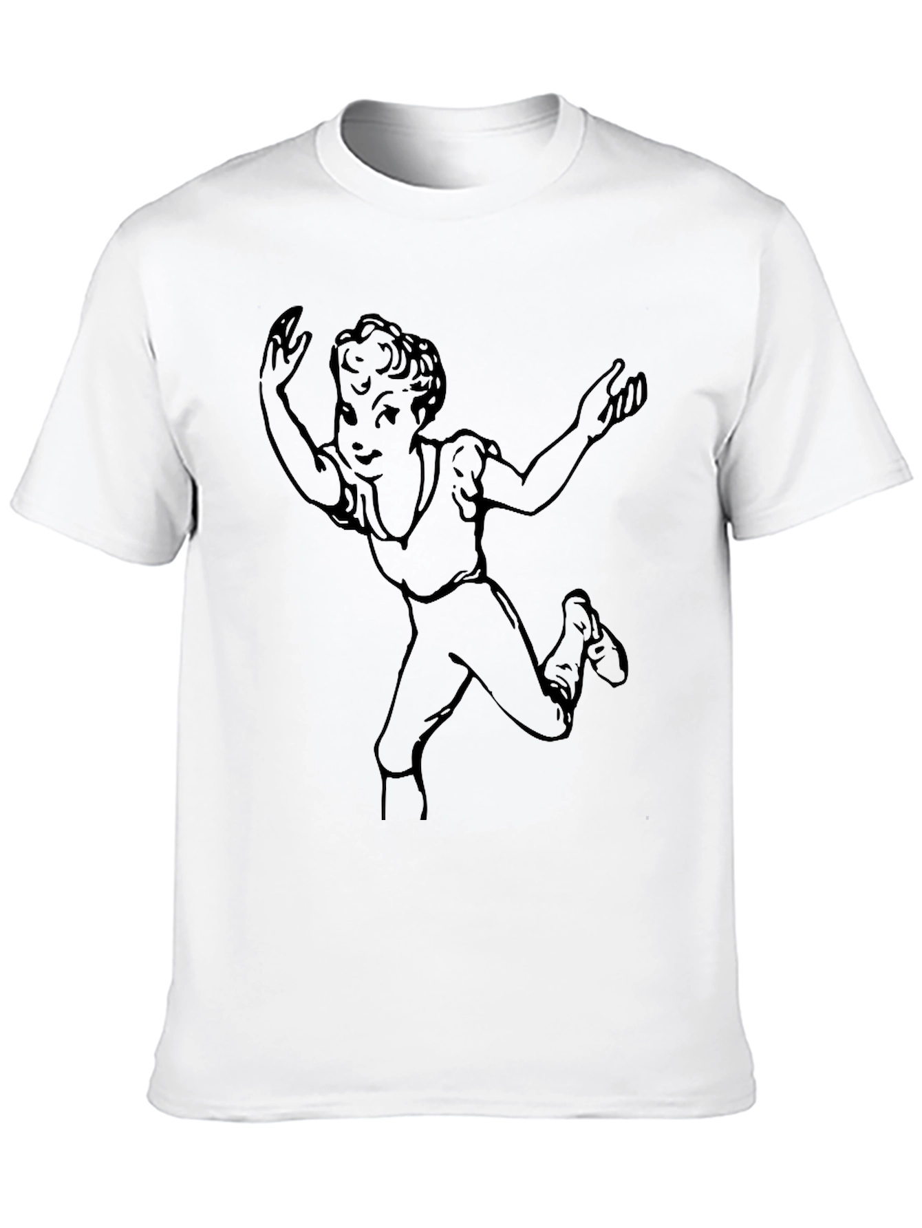 Black Tee with Retro Cartoon Graphic