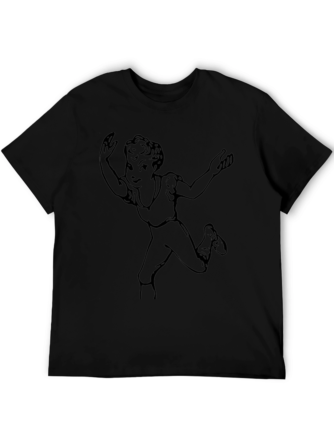 Black Tee with Retro Cartoon Graphic