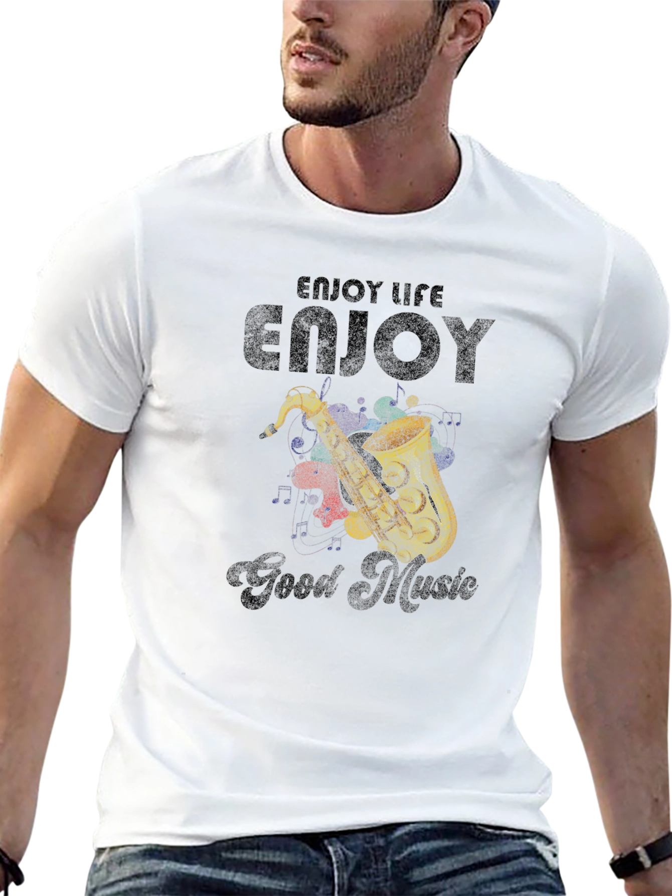Enjoy Life Music Saxophone Graphic T-Shirt