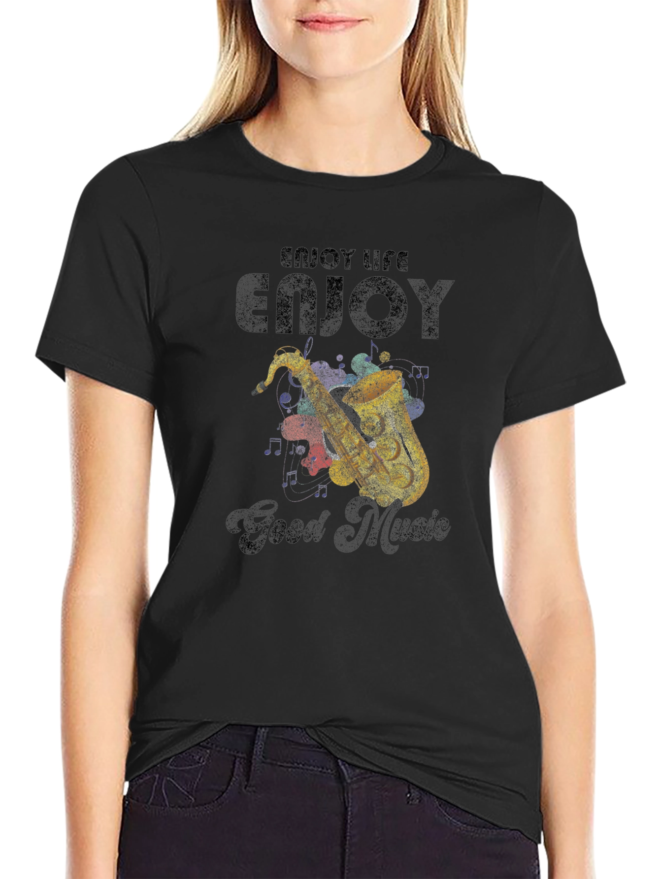 Enjoy Life Music Saxophone Graphic T-Shirt