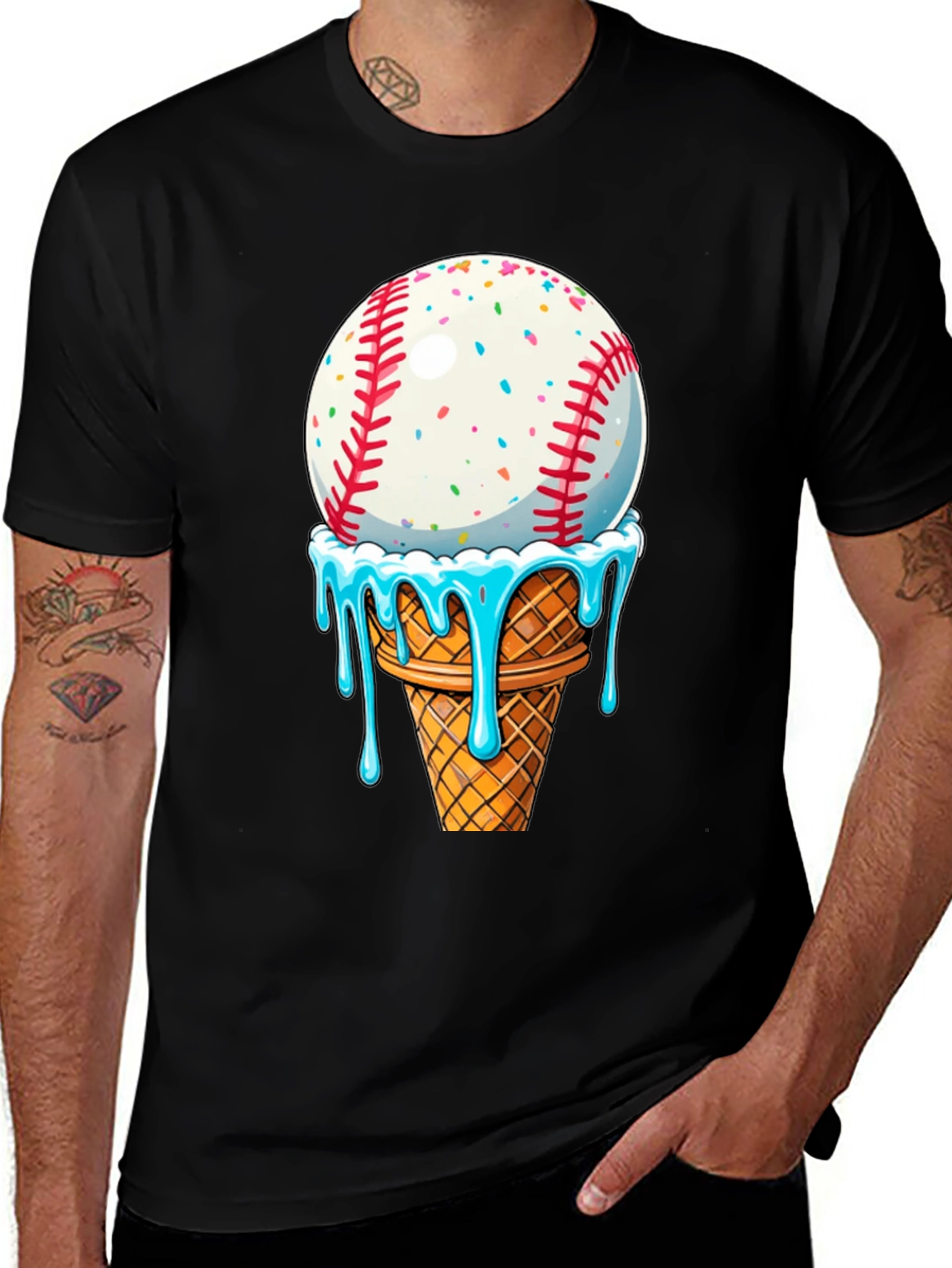 Baseball Ice Cream Cone Graphic Tee