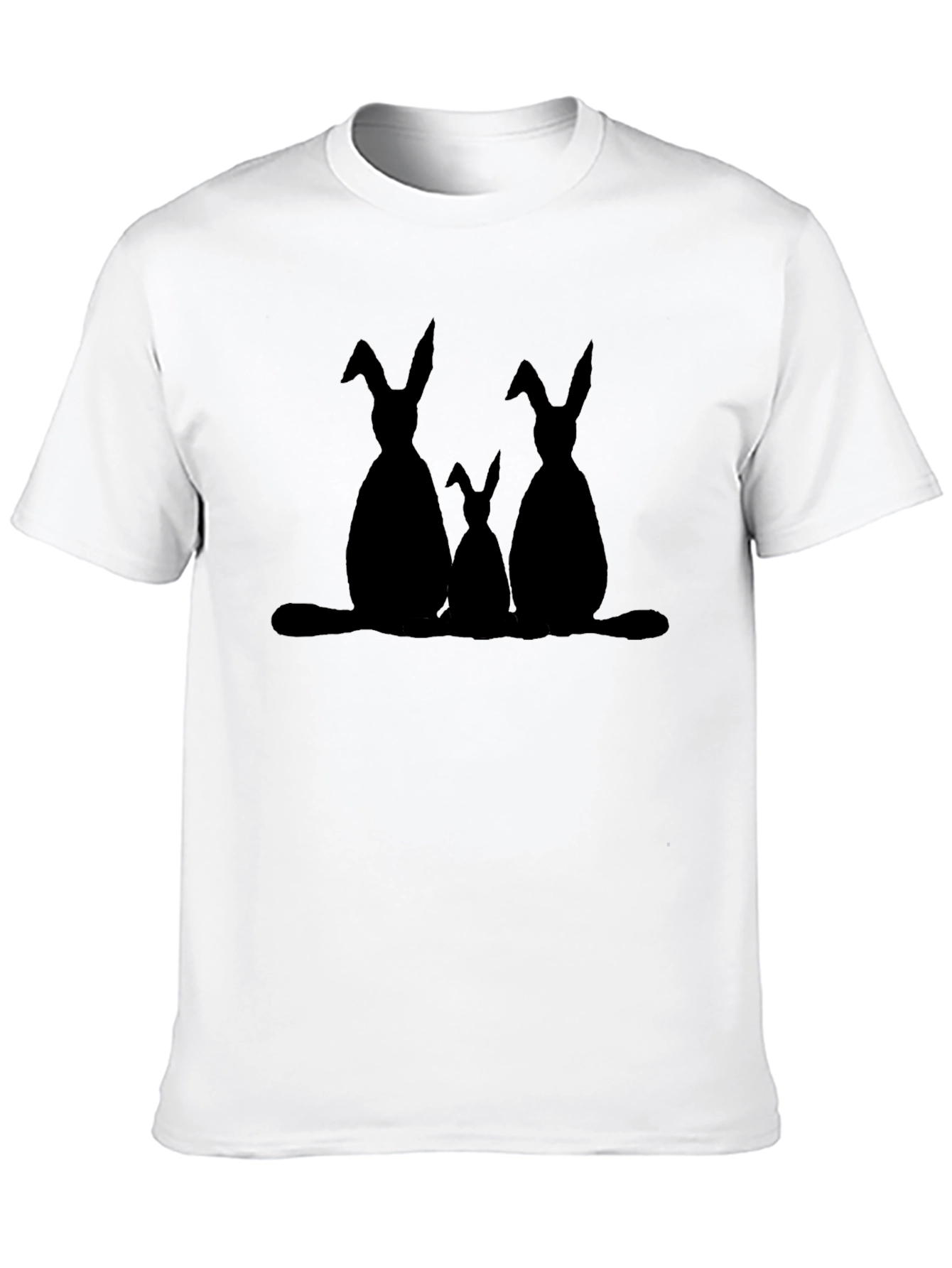 Easter Bunny Family Silhouette Black T-Shirt