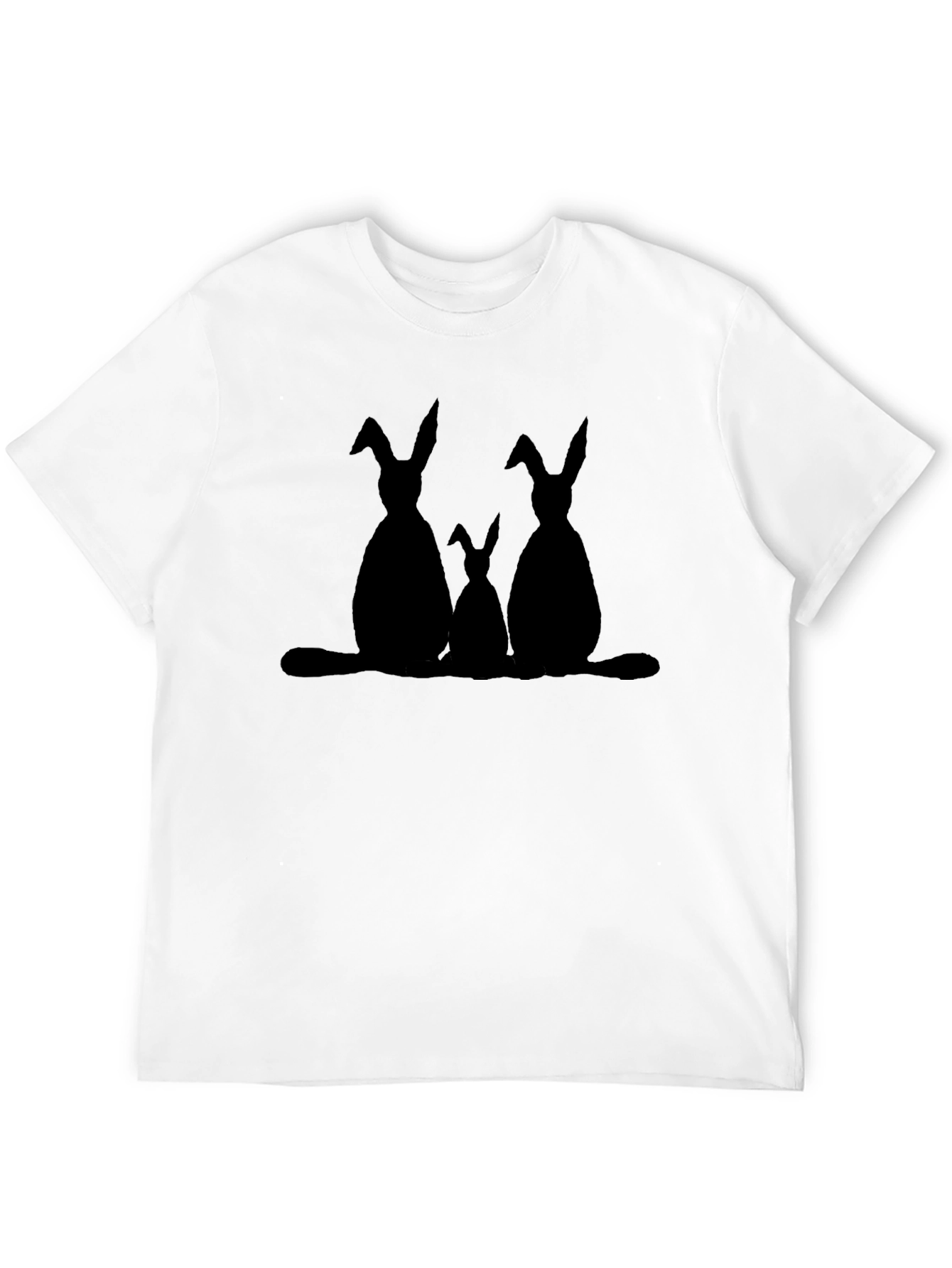 Easter Bunny Family Silhouette Black T-Shirt